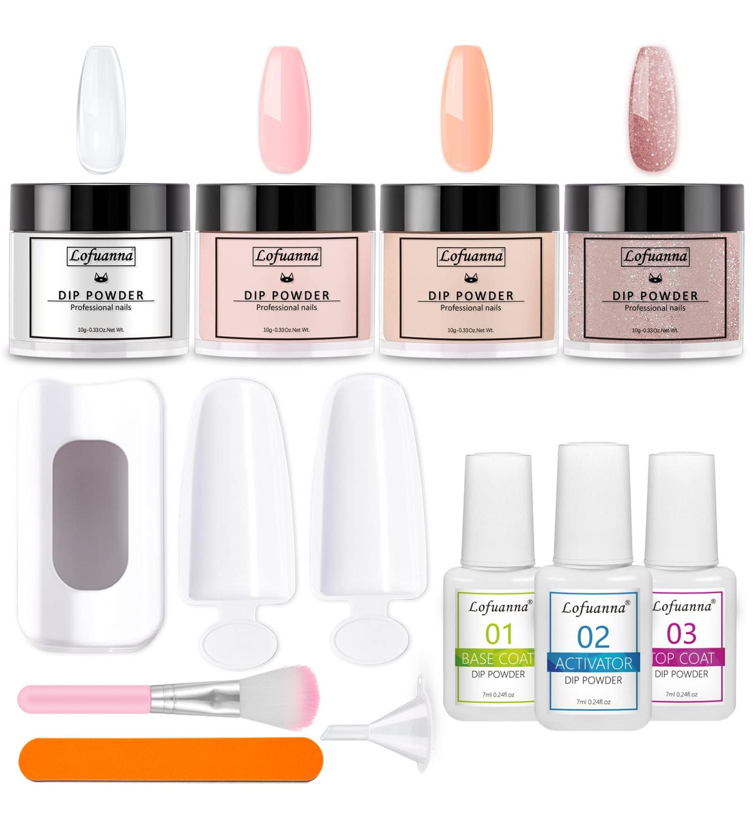 Lofuanna Dip Powder Nail Kit Starter - 4 Colors French Manicure Set for Beginners - No UV/LED Needed - Buy Online on GoSupps.com