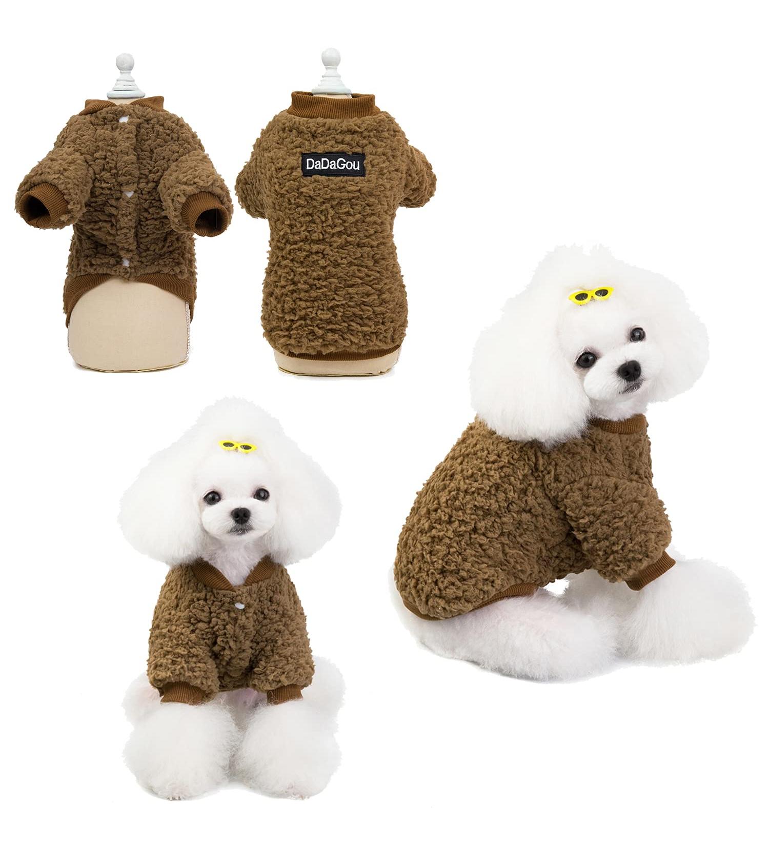 Buy Tineer Winter Coat for Small & Medium Dogs - Warm Fleece Jacket Vest in Brown | Outdoor Pet Wear - Buy Online on GoSupps.com