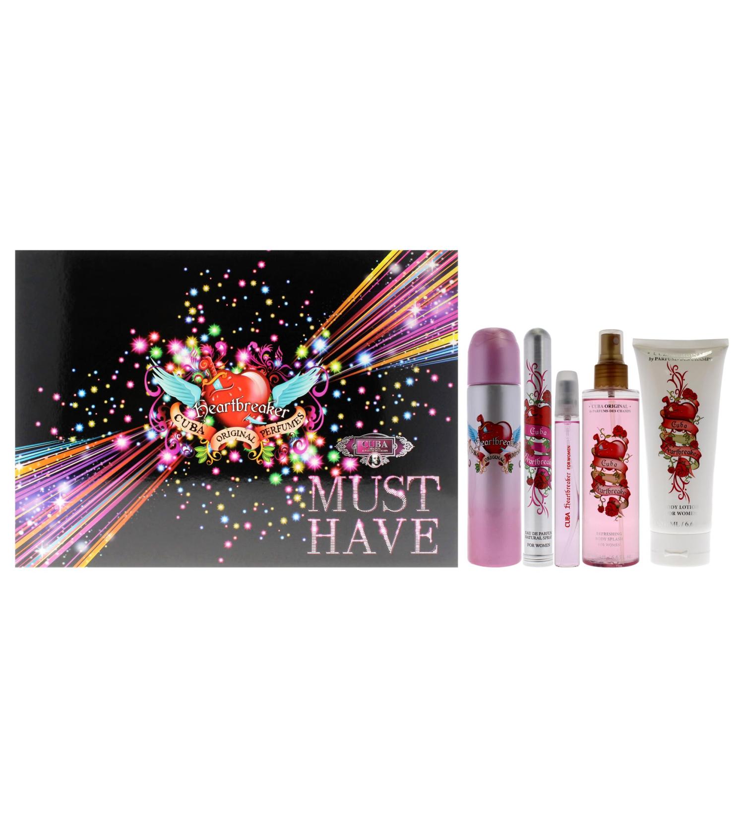Cuba Cuba Must Have Heartbreaker Women 5 Pc Gift Set 3.4oz EDP Spray 1.17oz EDP Spray 0.5oz EDP Spray 6.7oz Body Spray 6.7oz Body Splash I0120738 - Buy Online on GoSupps.com