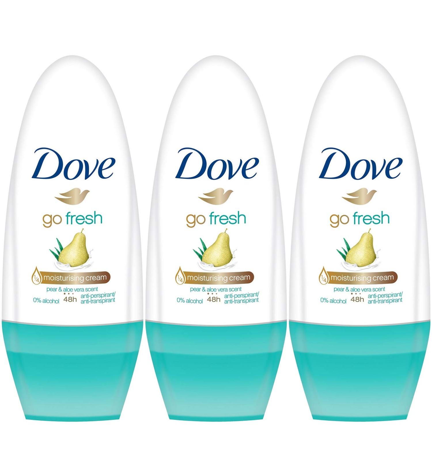 Dove Antiperspirant Roll-On Go Fresh Pear and Aloe 1.7 Ounce / 50 Ml (Pack of 3)