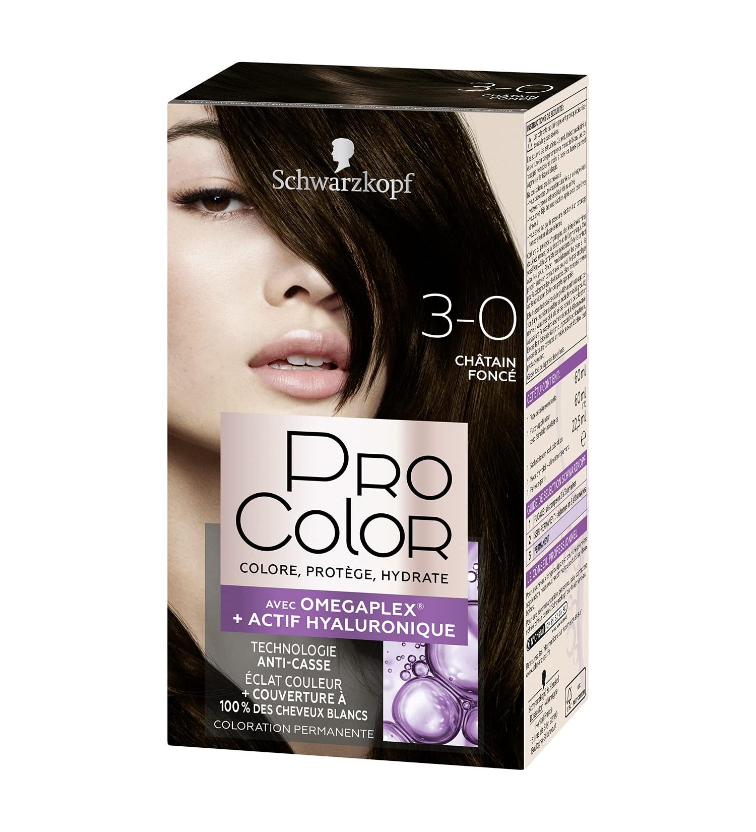 Schwarzkopf - Pro Color - Permanent Hair Color - Anti-Breakage - Omega Plex Technology - Extra Long Lasting Hold - Dark Brown 3.0 1 Unit (Pack of 1) - Buy Online on GoSupps.com