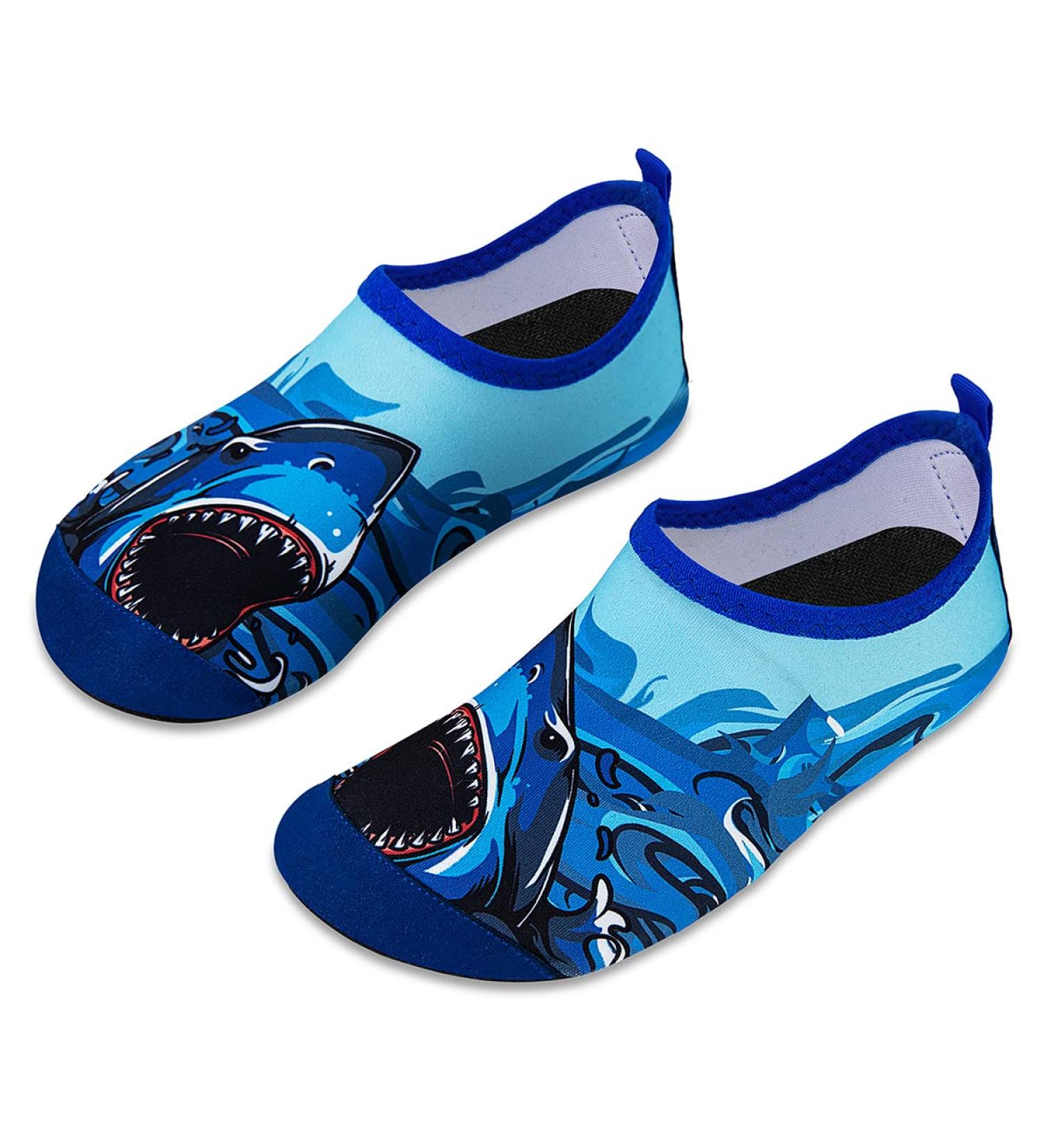 Kids Beach Swim Water Shoes | Non-Slip Aqua Socks for Boys & Girls | Quick Dry Barefoot for Pool, Surfing, Yoga | Big Shark Design | UK 5.5/6 Child - Buy Online on GoSupps.com