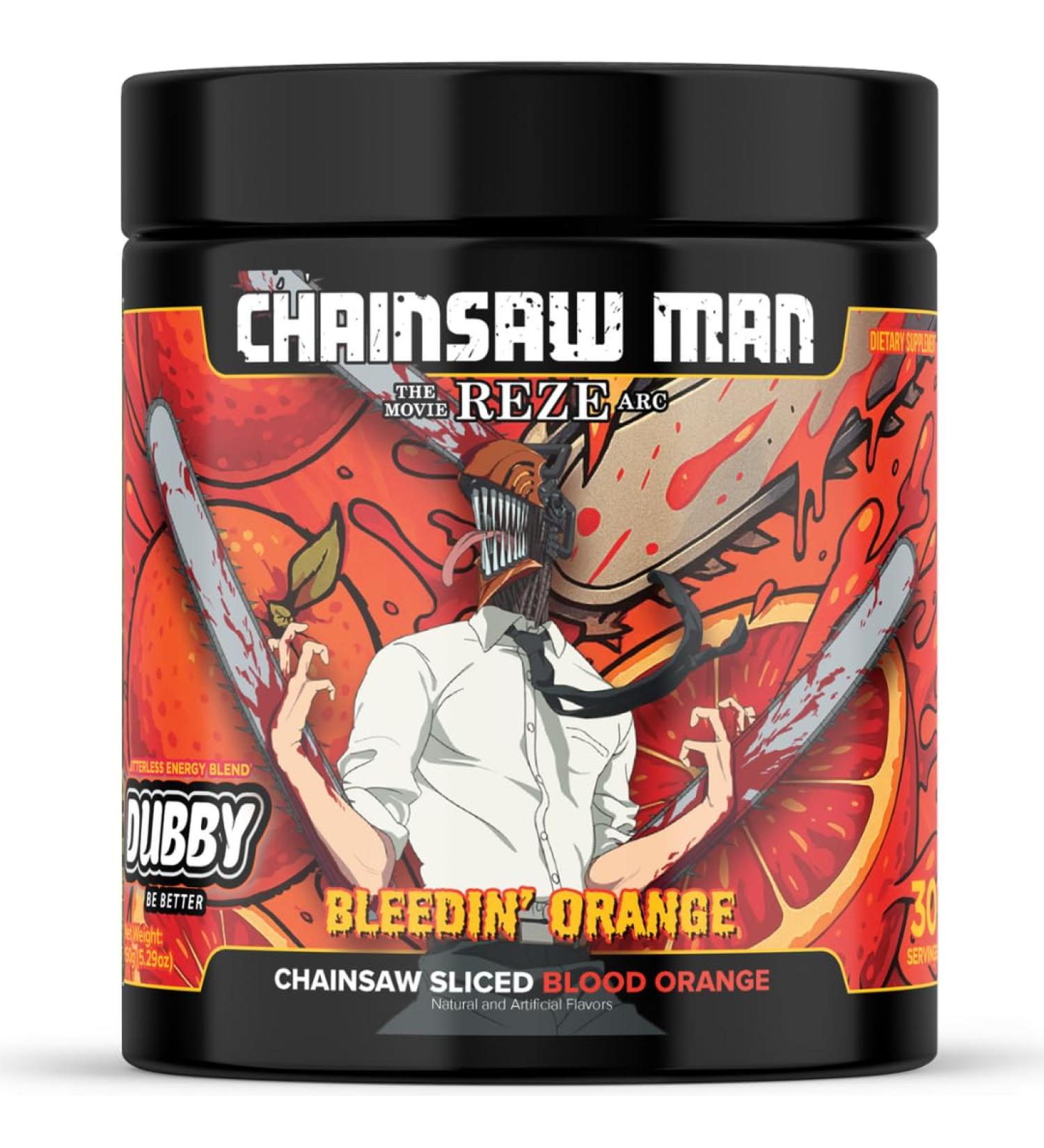 Dubby Chainsaw Man -The Movie: Reze Arc Anime Official License Energy Drink Powder- Sugar Free Energy Drinks Jitter-Free Energy Blood Orange Flavor 30 Servings 5.29 Ounces - Buy Online on GoSupps.com