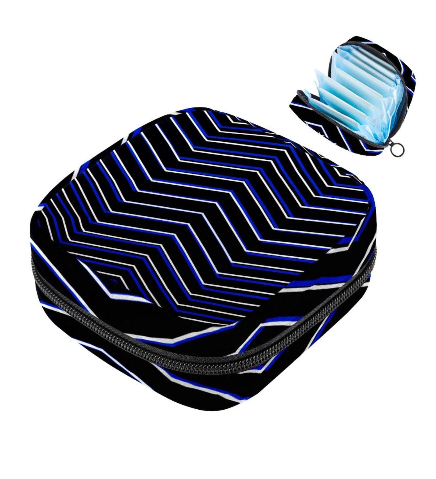 Menstrual Pad Bag with Zipper | Ladies Napkin & Tampon Pouch for Women & Girls - Navy Blue - Buy Online on GoSupps.com