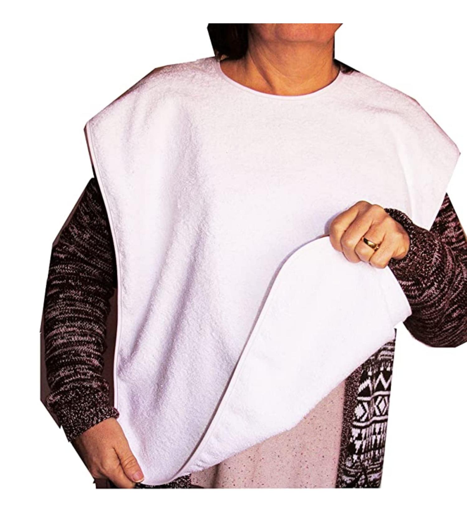 Ti Tin 3-Pack Adult Bibs - 50x60 cm Terry Latz with Binding Clasp | 90% Cotton White Color - Buy Online on GoSupps.com