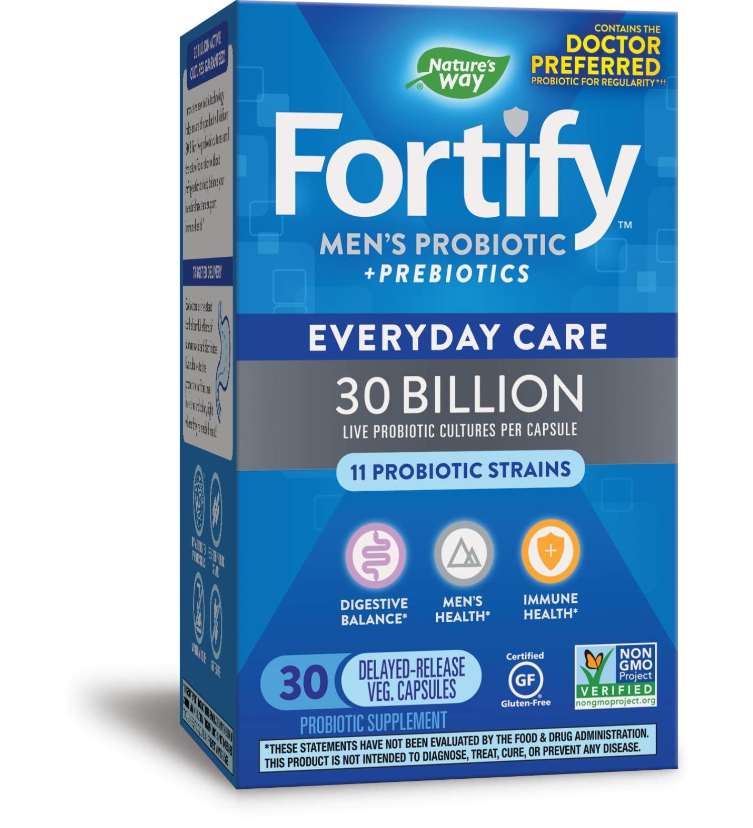 Nature's Way Fortify Men's Probiotic + Prebiotics - 30 Billion CFU - 30 Veg Capsules - Buy Online on GoSupps.com