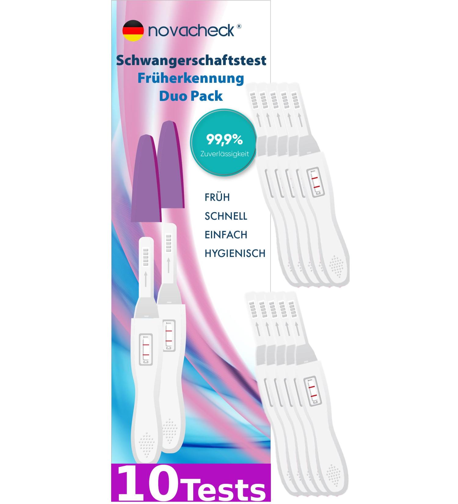 NOVACHECK Early Pregnancy Test Set of 10 - 99.9% Accuracy from First Missed Day | Trusted International Shipping - Buy Online on GoSupps.com