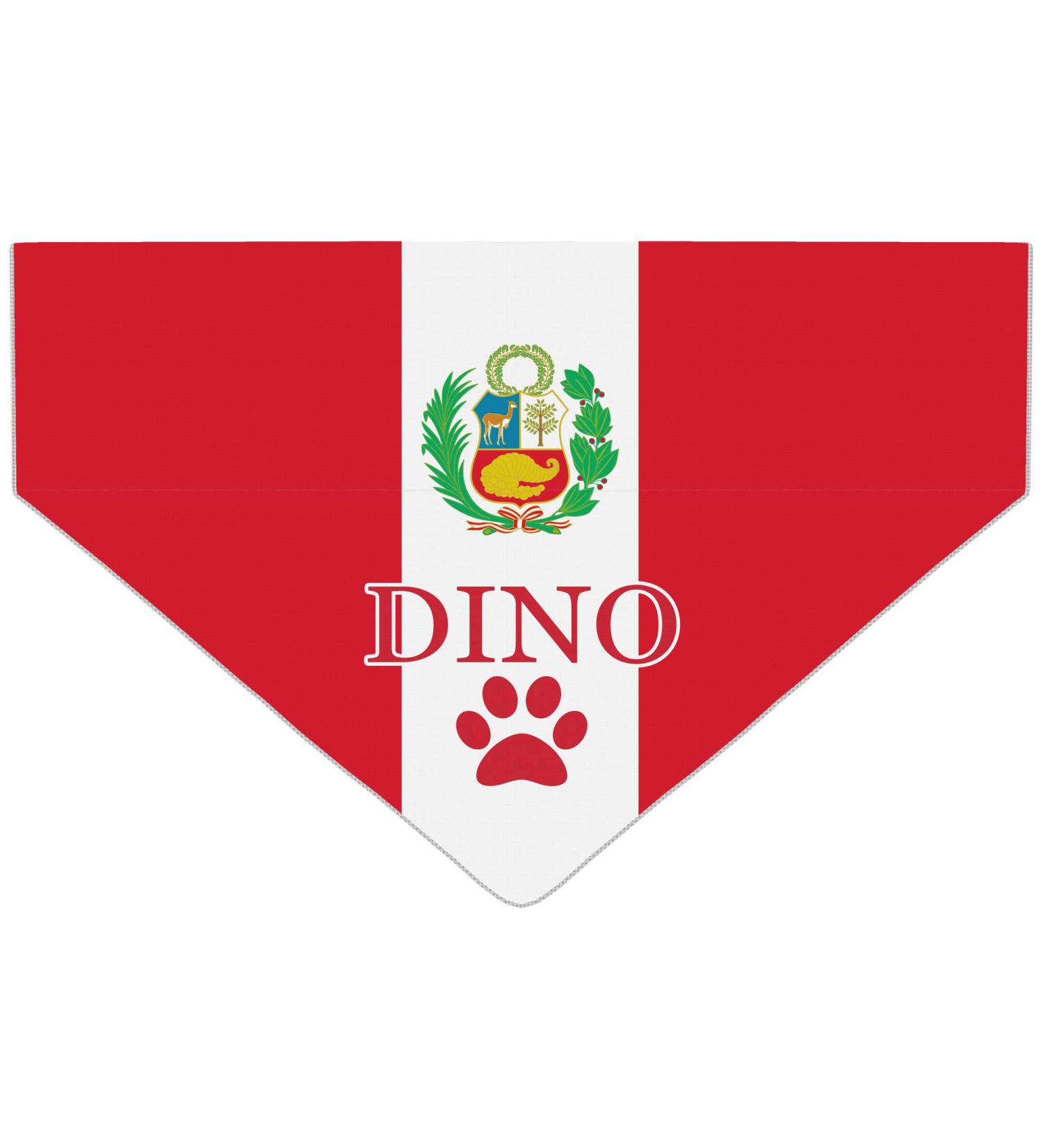 Dog hollow motif: football games sports Olympic games personalized triangular cloth for pets is attached to the collar (flag: Peru)