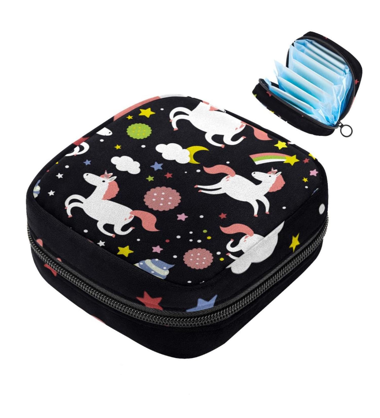 Cute Unicorn Storage Bags for Women's Bandages & Menstrual Products - Portable Holder for Tampons Panty Liners & More - Multicolored Design - Buy Online on GoSupps.com