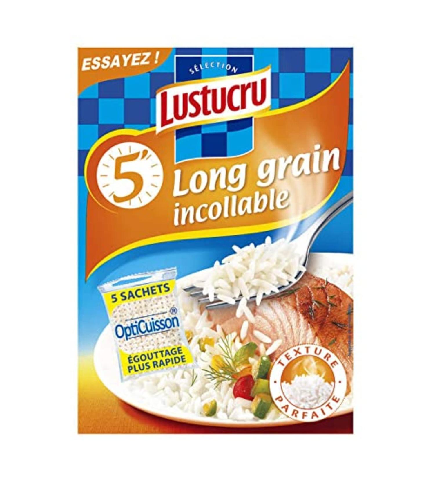 LUSTUCRU Lustucru Non-Clogging Long Grain Rice Express 5-Minute Cooking Time - 5 x 90g Bags