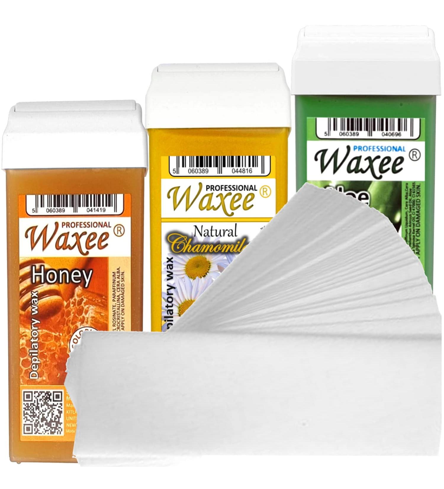 3 x 100ml Roll On Roller Wax Cartridge + 50 Waxing Strips Set by Waxee - Buy Online on GoSupps.com