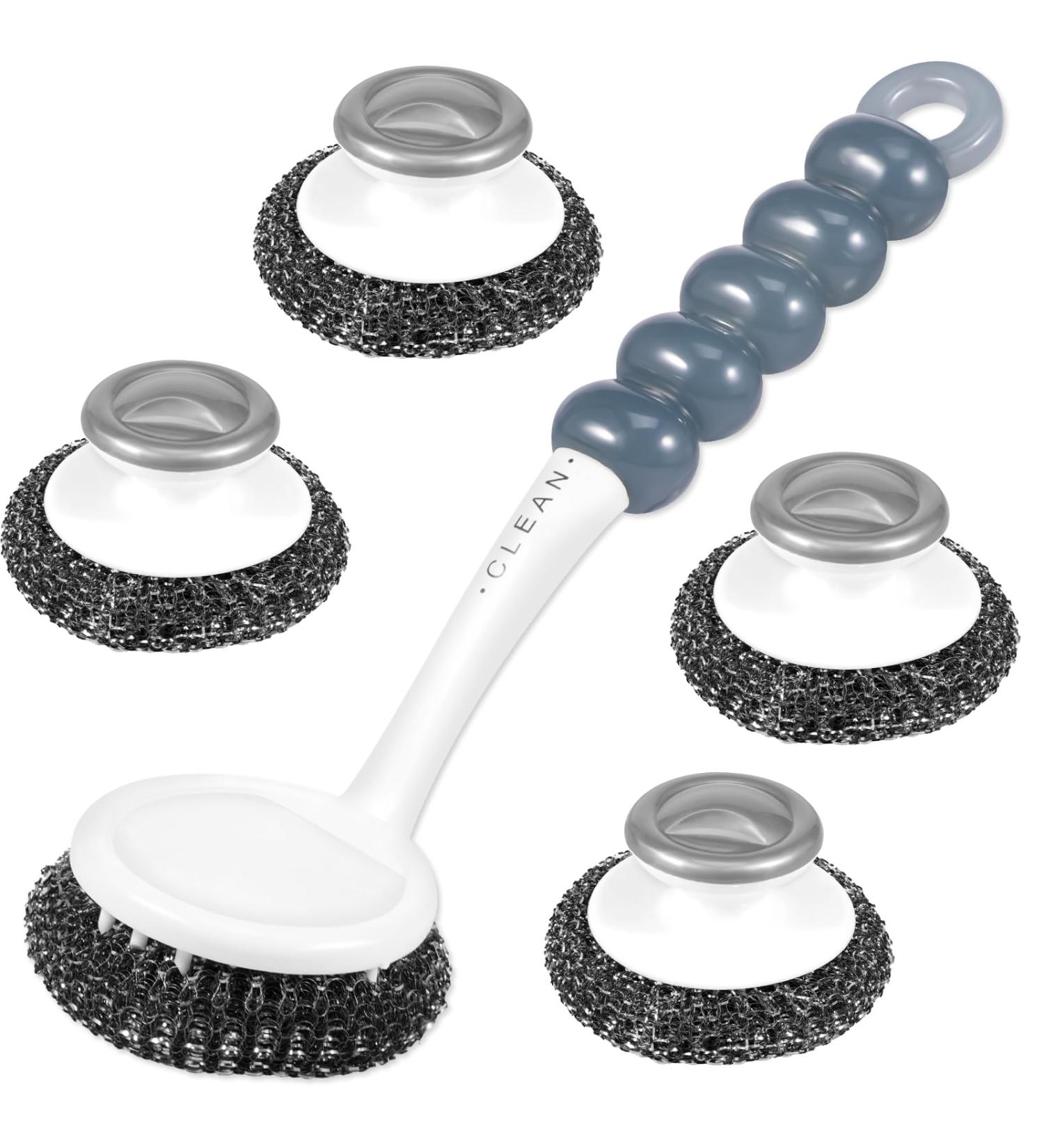 Portesh Stainless Steel Scrubber Multifunctional Steel Scouring Pads with Handle Rustproof Stainless Steel Sponges Portable Dish Scrubbers Reusable Utensil Scrubber for Home Kitchen Pot Pan(5pcs) - Buy Online on GoSupps.com