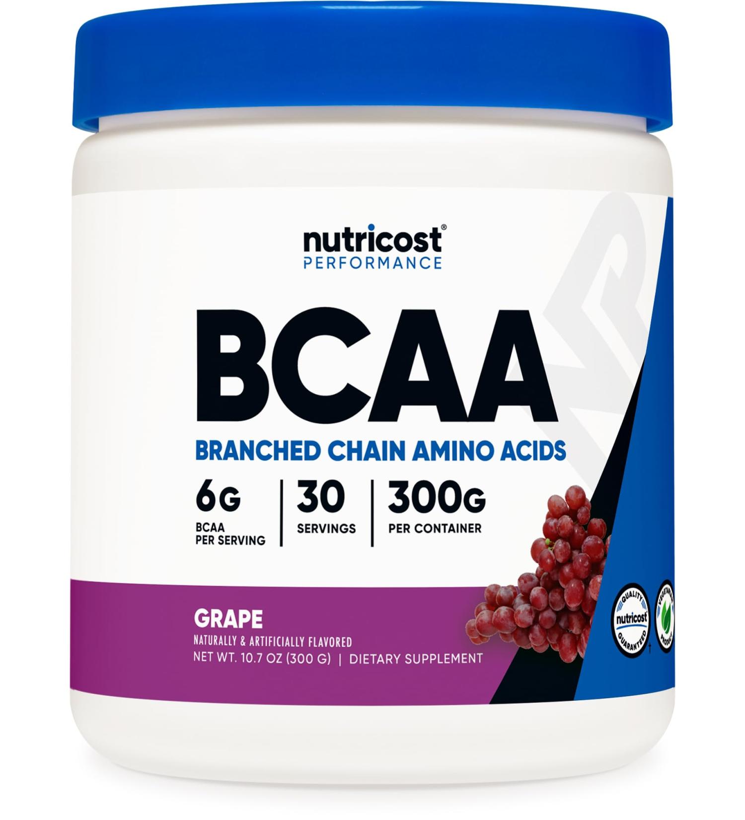 Buy Nutricost BCAA Powder - Grape Flavor 30 Servings Optimal 2:1:1 Ratio Vegetarian & Non-GMO - International Shipping Available - Buy Online on GoSupps.com