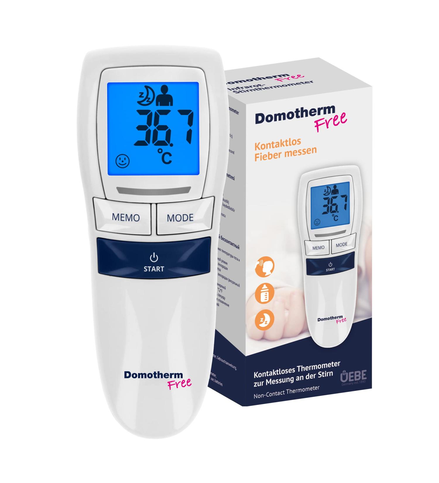 Domotherm Free Contactless Infrared Thermometer - Fast Accurate Forehead Fever Measurement for Babies Children & Adults - Buy Online on GoSupps.com