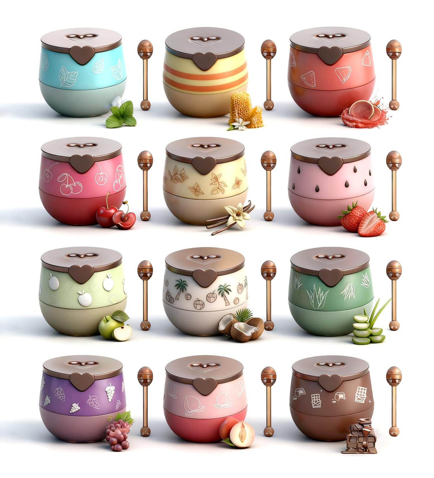 Bee Lip Balm Lip Mask Honey Pot 12 Flavors Fruit Lip mask Set with Honey & Vitamin E Lip Sleeping Mask Propolis Moisturizing Lip Balm Effective Reduces Lip Lines Prevention Dry and Cracked SET A - Buy Online on GoSupps.com
