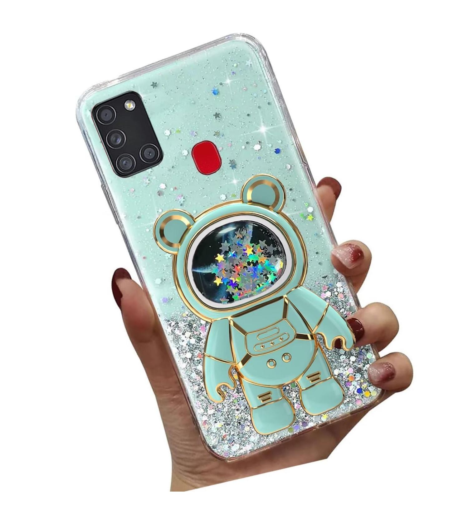 Buy Tivenfezk Nadoli Astronaut Glitter Case for Samsung Galaxy A21S - Soft Silicone Hidden Stand Transparent Protective Cover - International Shipping Available - Buy Online on GoSupps.com