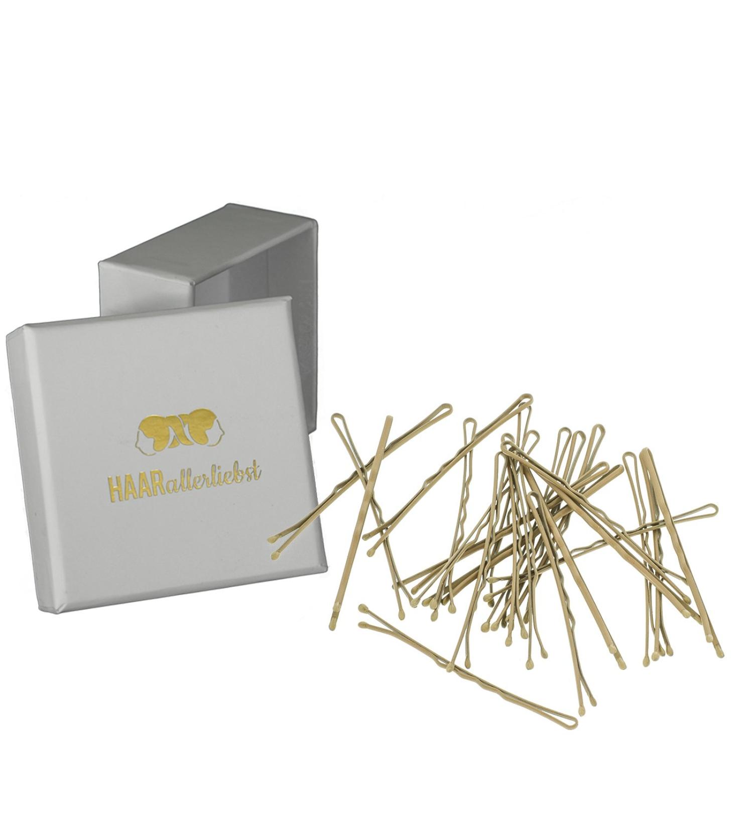 Hair all -loving more grip bobby pins anti slide (24 pieces | beige | 6cm long) ultra paint for blonde hair through special painting including box for storage (box color: white)