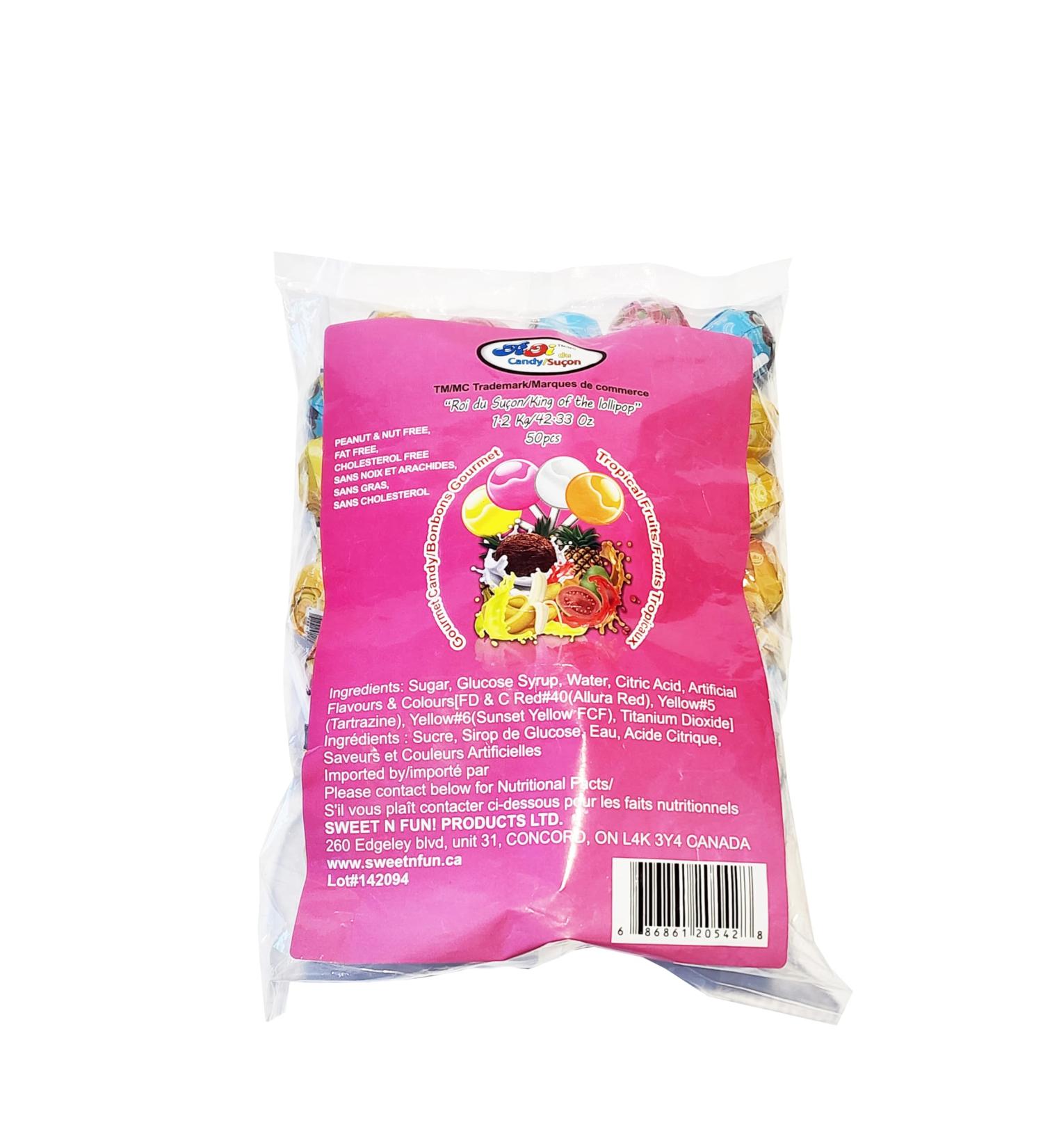 ROI POP TROPICAL FLAVOURED LOLLIPOPS 24 Grams per Piece 50 Pieces per Bag