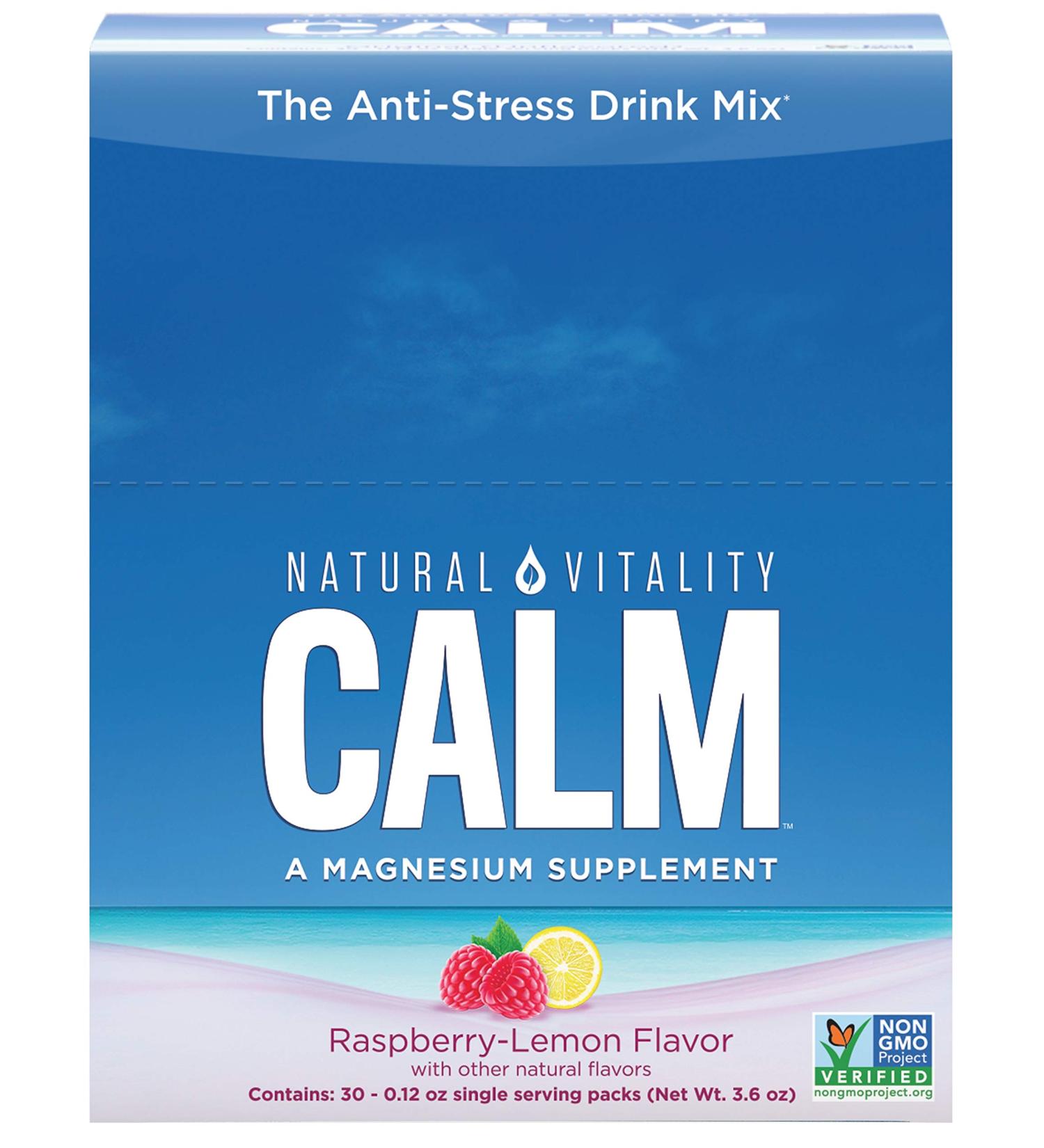 Natural Vitality Natural Calm Anti-Stress Drink Raspberry Lemon - 30 Count | Relax & Unwind - Buy Online on GoSupps.com