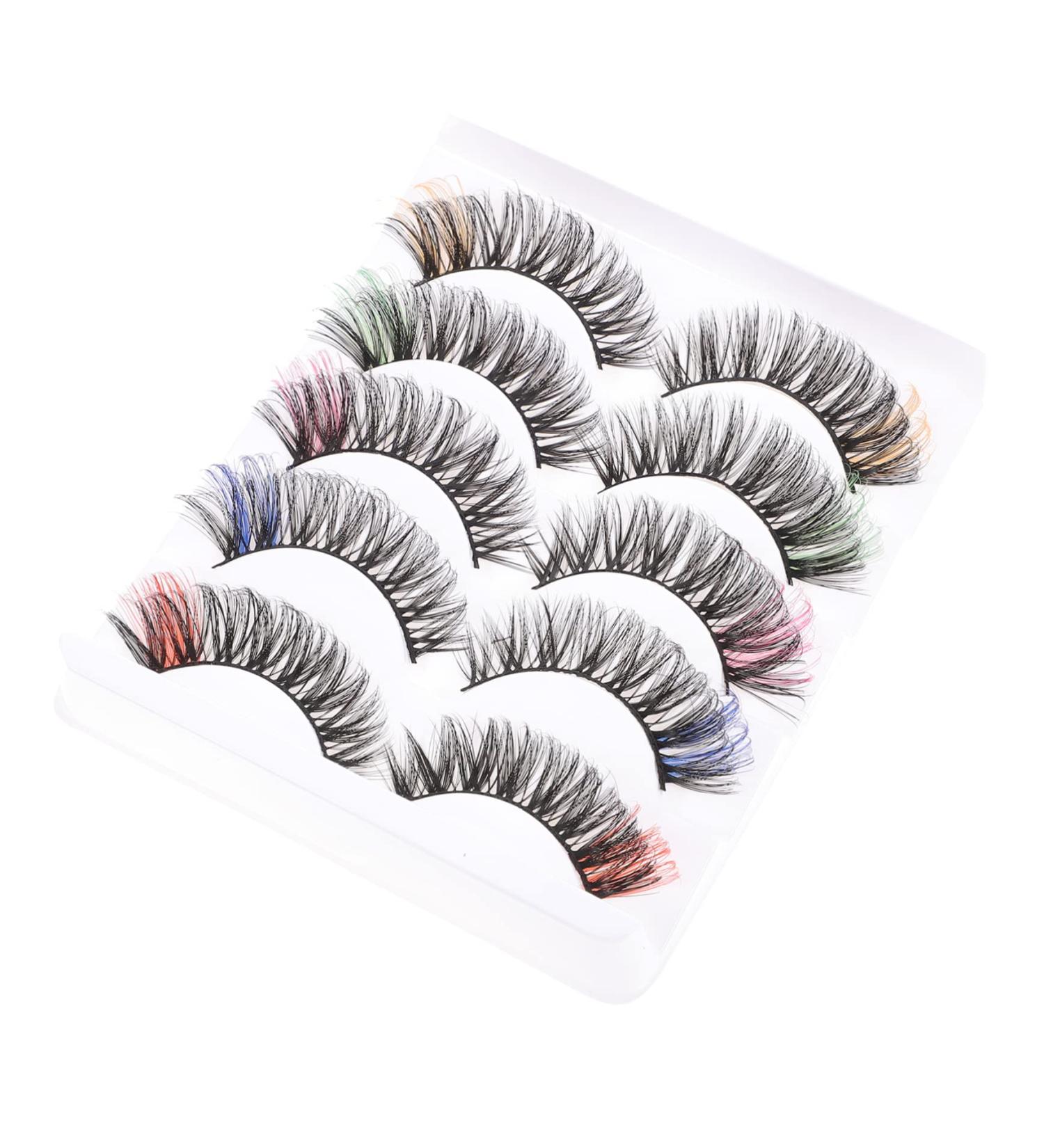 10 Pairs Color five pairs of eyelashes colored fake eyelashes colored end lashes eye glitter colored strip lashes faux lashes faux eyelashes half Russia slim Imitation - Buy Online on GoSupps.com