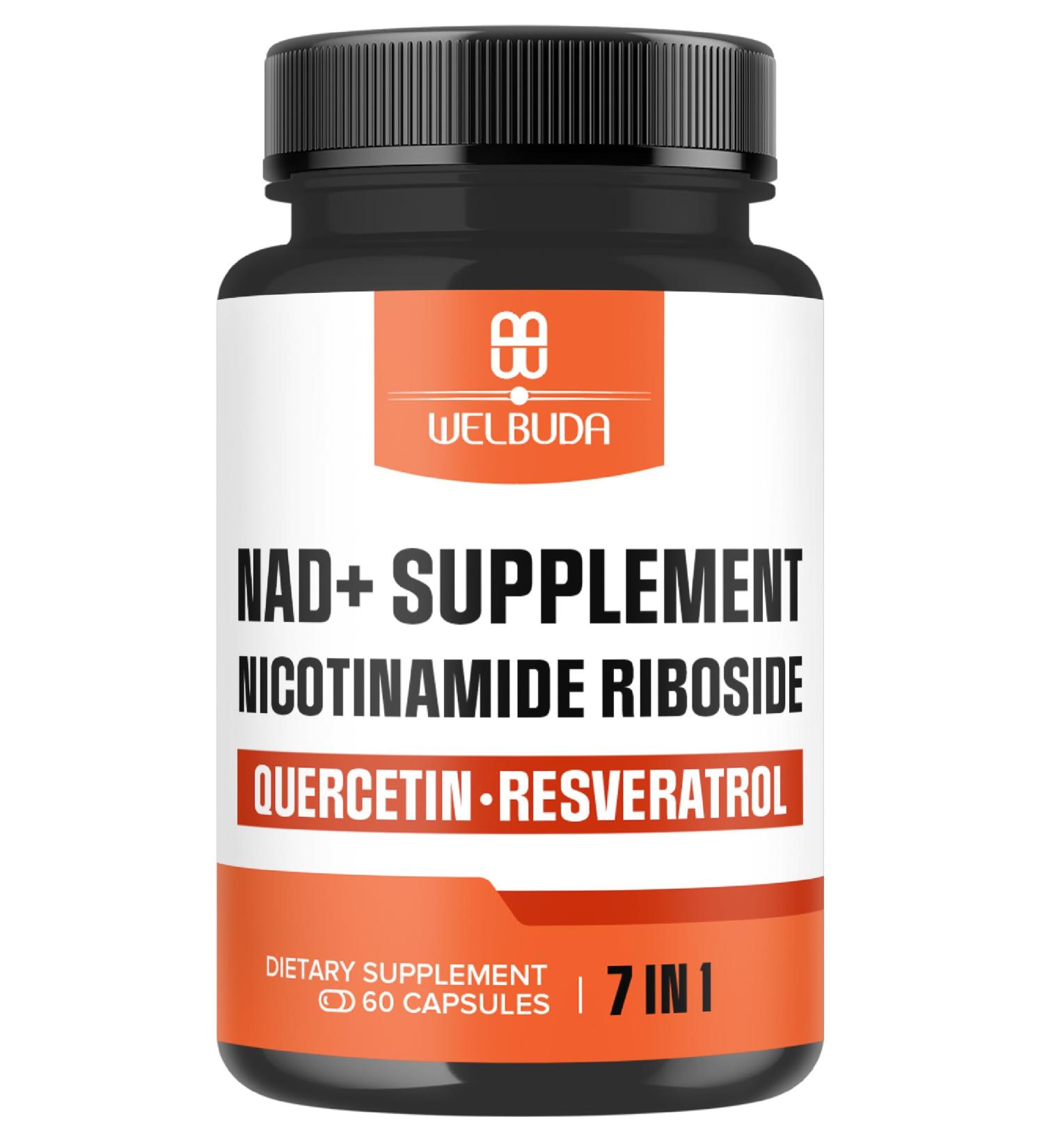 NAD+ Supplement with Nicotinamide Riboside Per Serving w/Resveratrol Quercetin Turmeric Rhodiola Rosea and More - 60 Capsules 60 Count (Pack of 1) - Buy Online on GoSupps.com