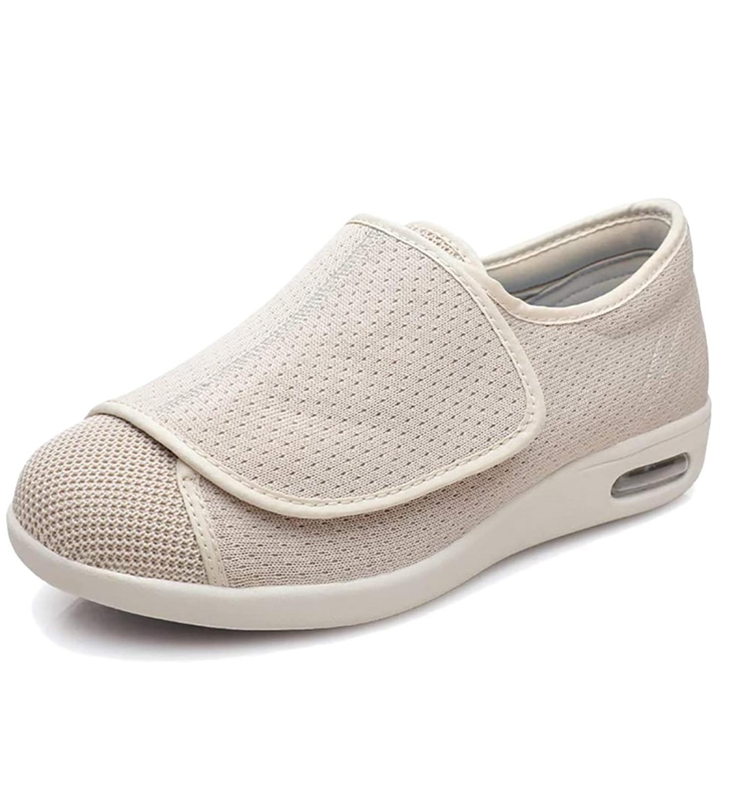 Wide Width WCXTY Closed Slippers for Adults with Edema, Arthritis, Swollen Feet - Orthopedic Fasciitis Therapy Shoes - Adjustable Bandage Design - Beige, Size 12 - Buy Online on GoSupps.com