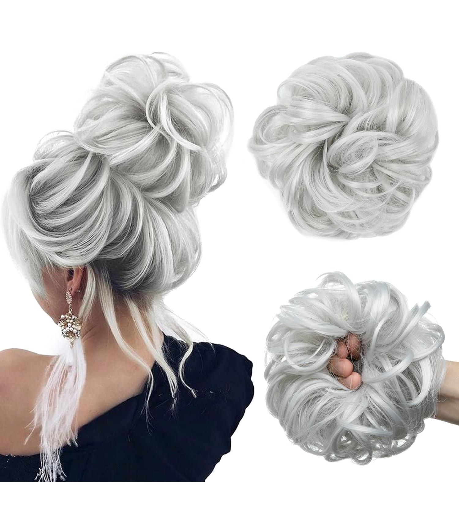JJStar Large Dutt Hair Part with Rubber Band | Silver-Gray Hair Tie for Updos & Messy Buns - Perfect for Women & Girls - Buy Online on GoSupps.com