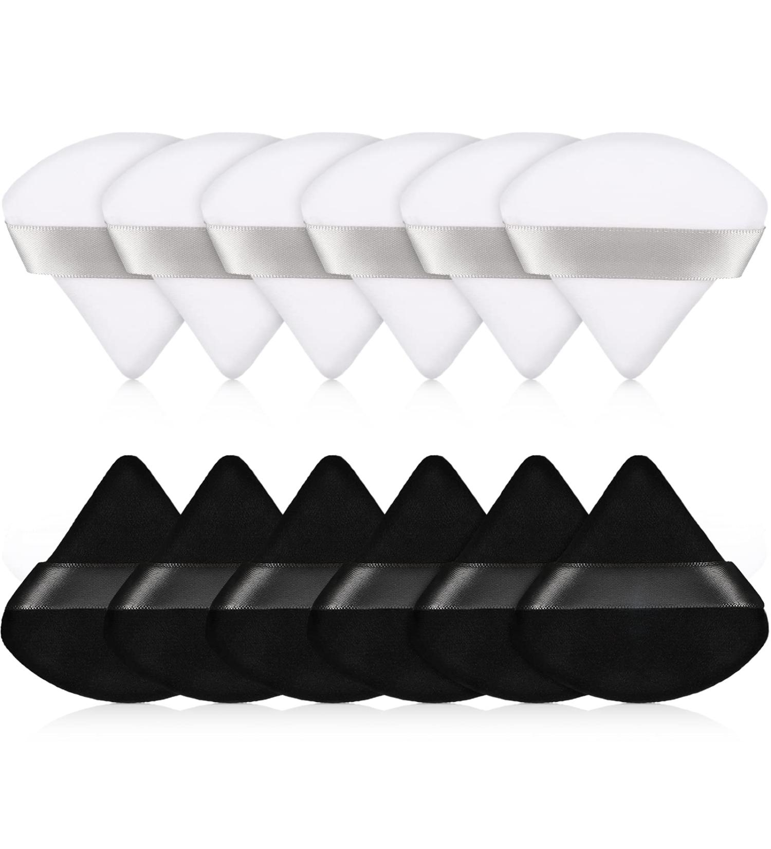 12-Piece Triangle Powder Puff Set for Makeup & Foundation - Black & White Small Puffs | Reusable & Washable Cosmetic Sponge Tool - Buy Online on GoSupps.com