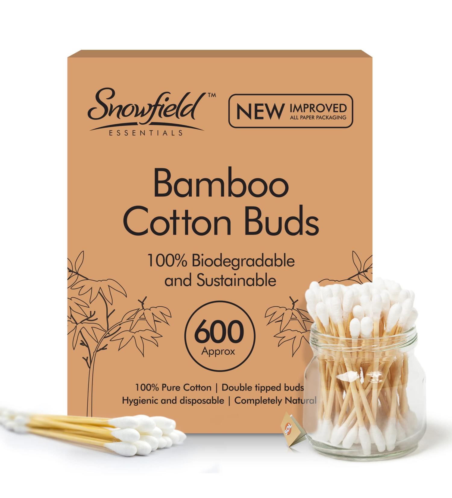 Bamboo Cotton Buds - 600 Biodegradable Ear Cleaning and Makeup Application Swabs - Buy Online on GoSupps.com