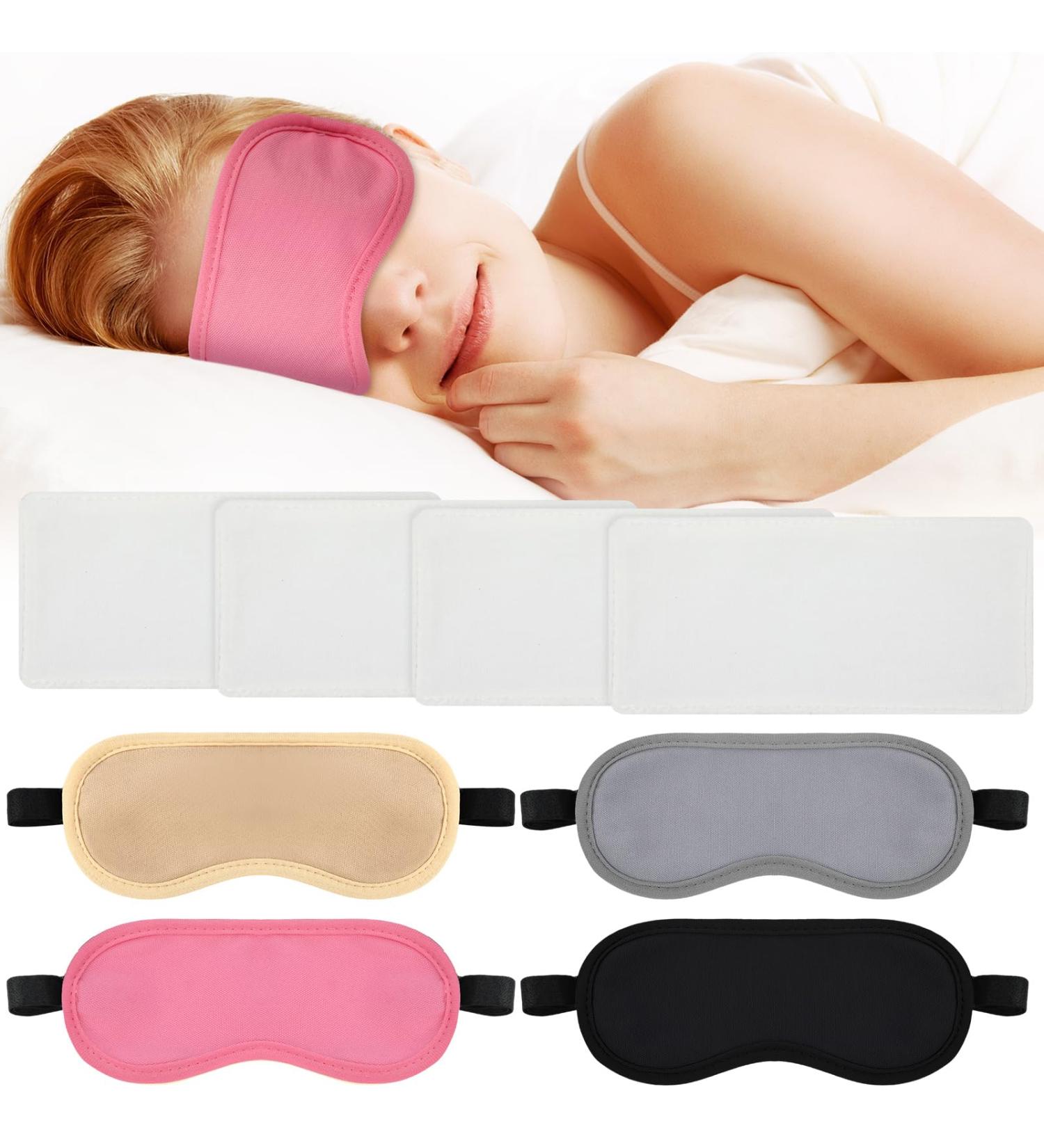 Organic Castor Oil Pack Set - 4 Pcs Reusable Wraps & Sleep Mask for Eyelashes Eyebrows Wrinkles & Dark Circles - Khaki Black Gray & Pink - Buy Online on GoSupps.com