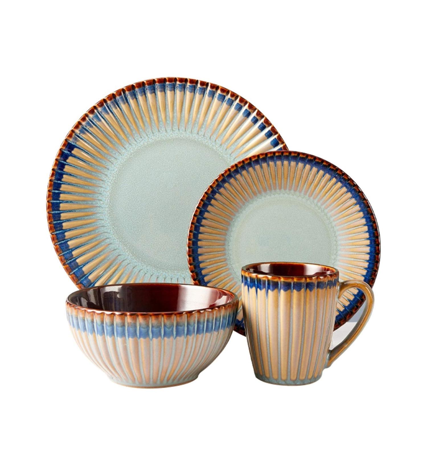 Dinner Plates Personalized Embossed Kitchen Dinnerware Set Durable Ceramic Dinner Plate Sets Creative Round Plates and Bowls Set for Steak Salad Plates Kitchenware - Buy Online on GoSupps.com