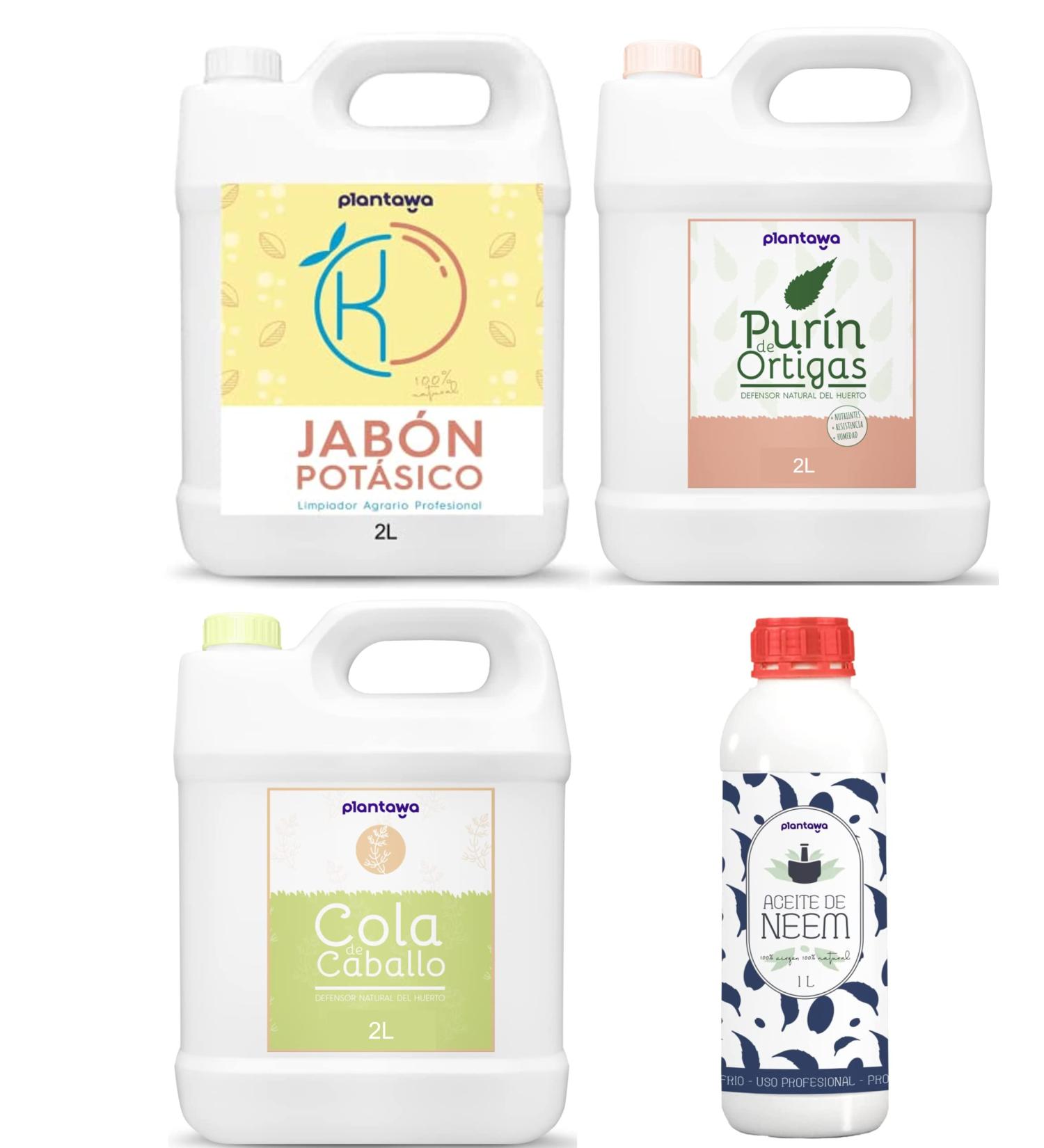 PLANTAWA Total protection: potassium soap 2L neem oil 1L nettle manure 2L ponytail 2L. 100% natural and durable. - Buy Online on GoSupps.com