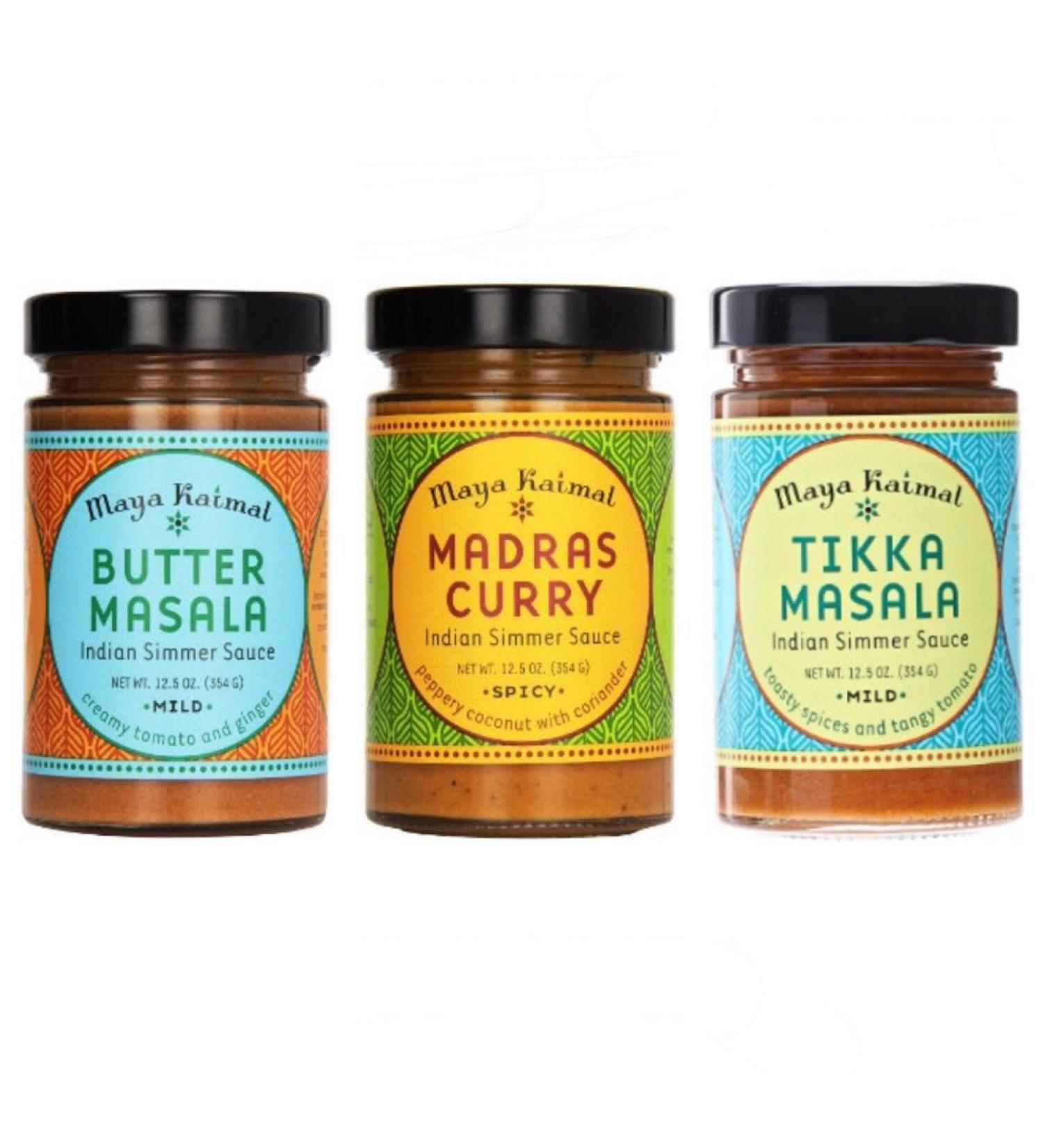Maya Kaimal Indian Simmer Sauce Variety Pack (Butter Masala, Madra Curry & Tikka Masala)