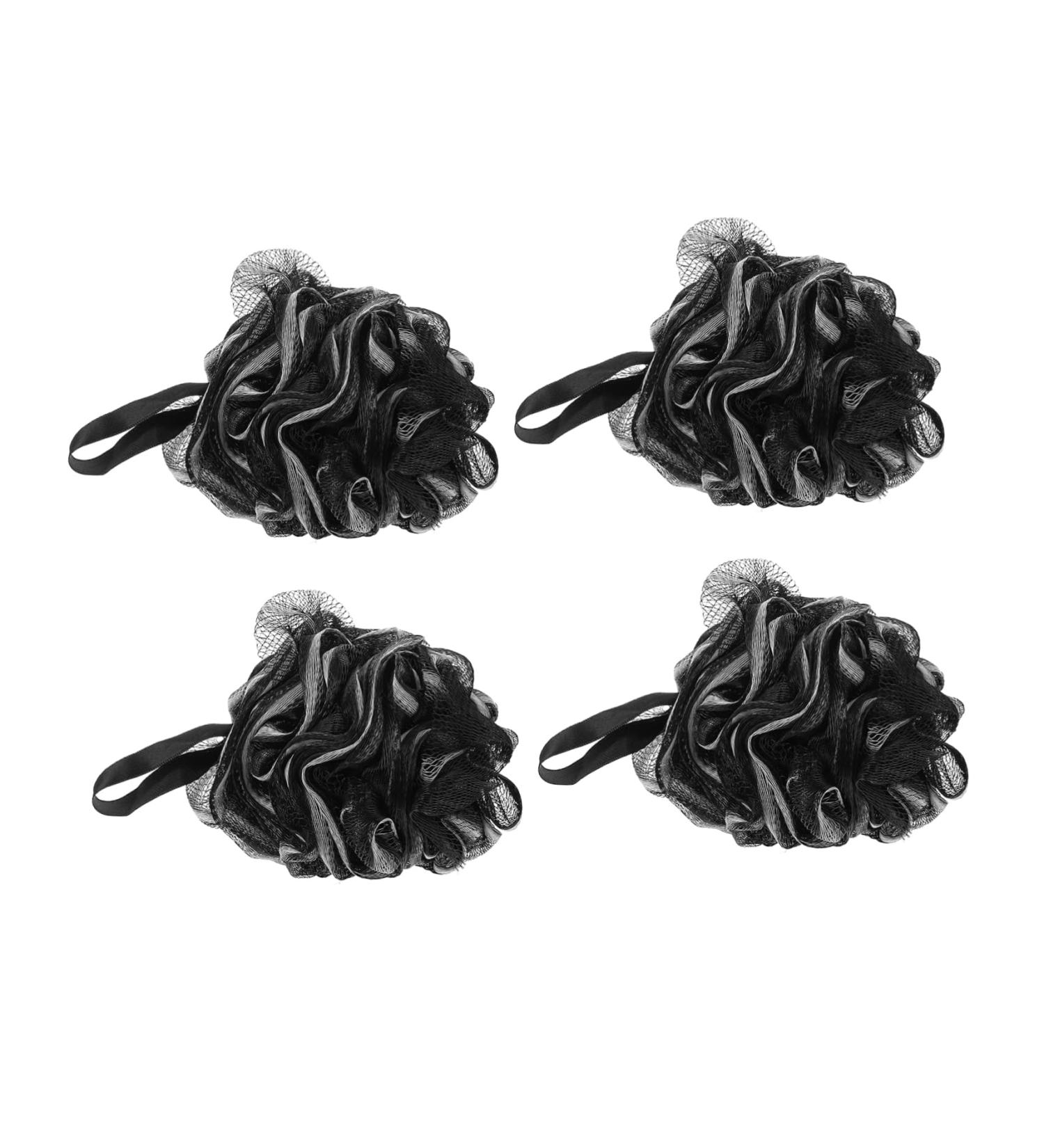 Buy 4pcs Black Bath Balls | Wear-Resistant Loofah Sponge | Portable Bath Accessories for Shower & Spa - Buy Online on GoSupps.com