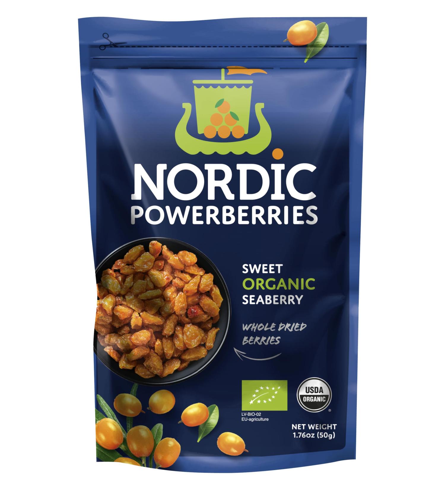 Nordic Powerberries Nordic Dried Seaberry Organic 100 Natural & Organic Sea Buckthorn Berries Rijk in Antioxidanten & Omega Fatty Acids 50g - Buy Online on GoSupps.com