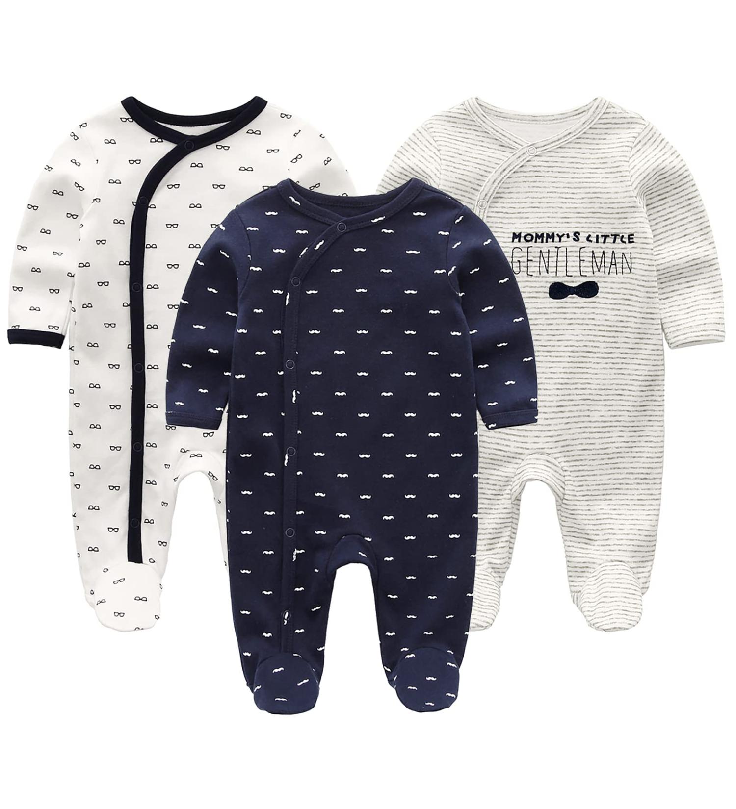 MAMIMAKA Newborn Baby Onesies Cotton Footed Pajamas 0-3 Months - Long Sleeve - Buy Online on GoSupps.com