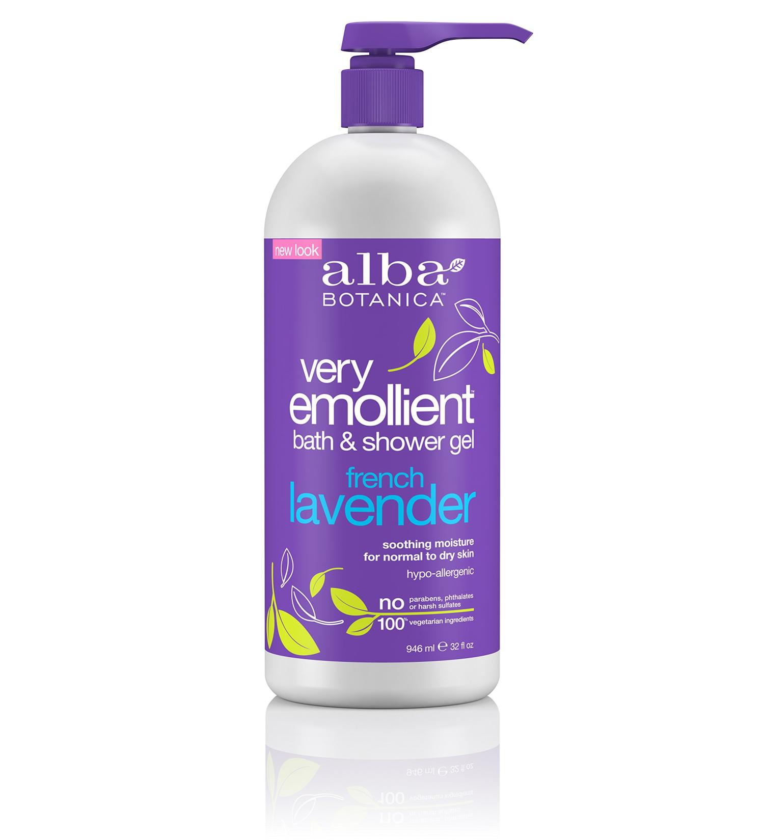 Alba Botanica Very Emollient French Lavender Bath & Shower Gel 32 oz - Moisturizing & Soothing Body Wash for All Skin Types - International Shipping Available - Buy Online on GoSupps.com