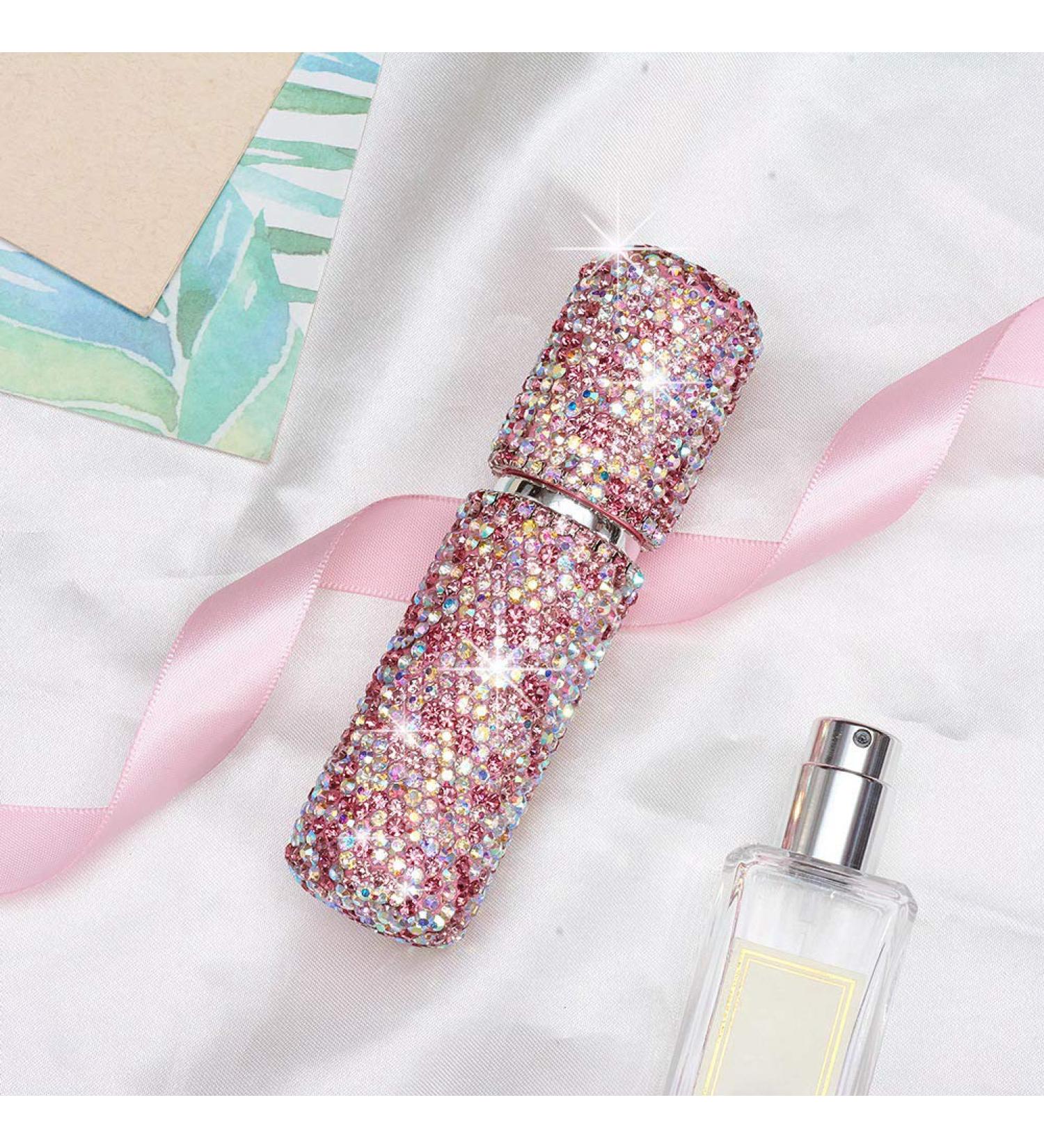 Portable Mini Refillable Perfume Atomizer - 10ml Pink Shiny Diamonds Spray Bottle for Travel & Outgoing - Buy Online on GoSupps.com