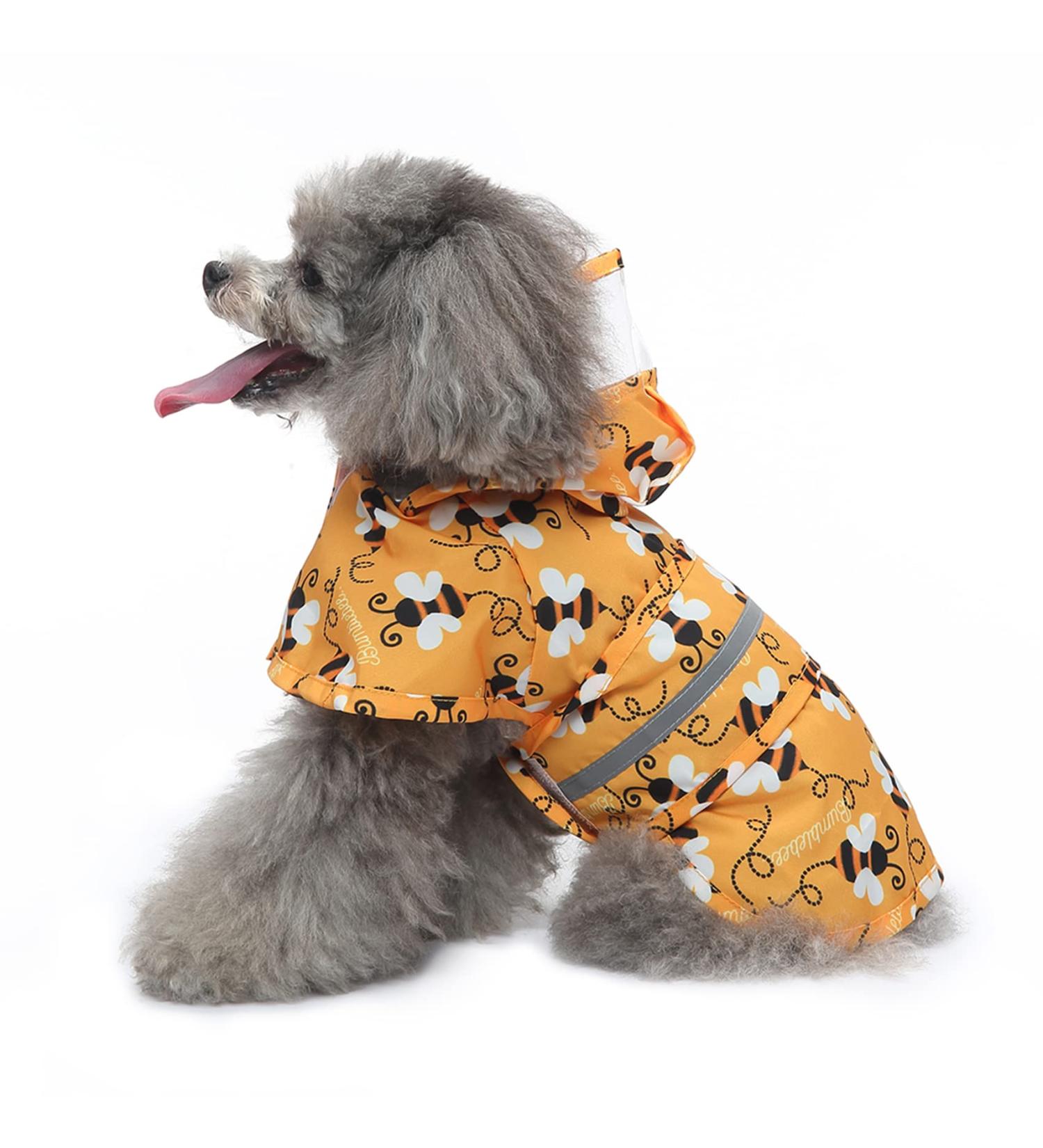Adjustable Dog Raincoat - Waterproof Lightweight Jacket for Medium Bee Breed with Reflective Strip - Buy Online on GoSupps.com