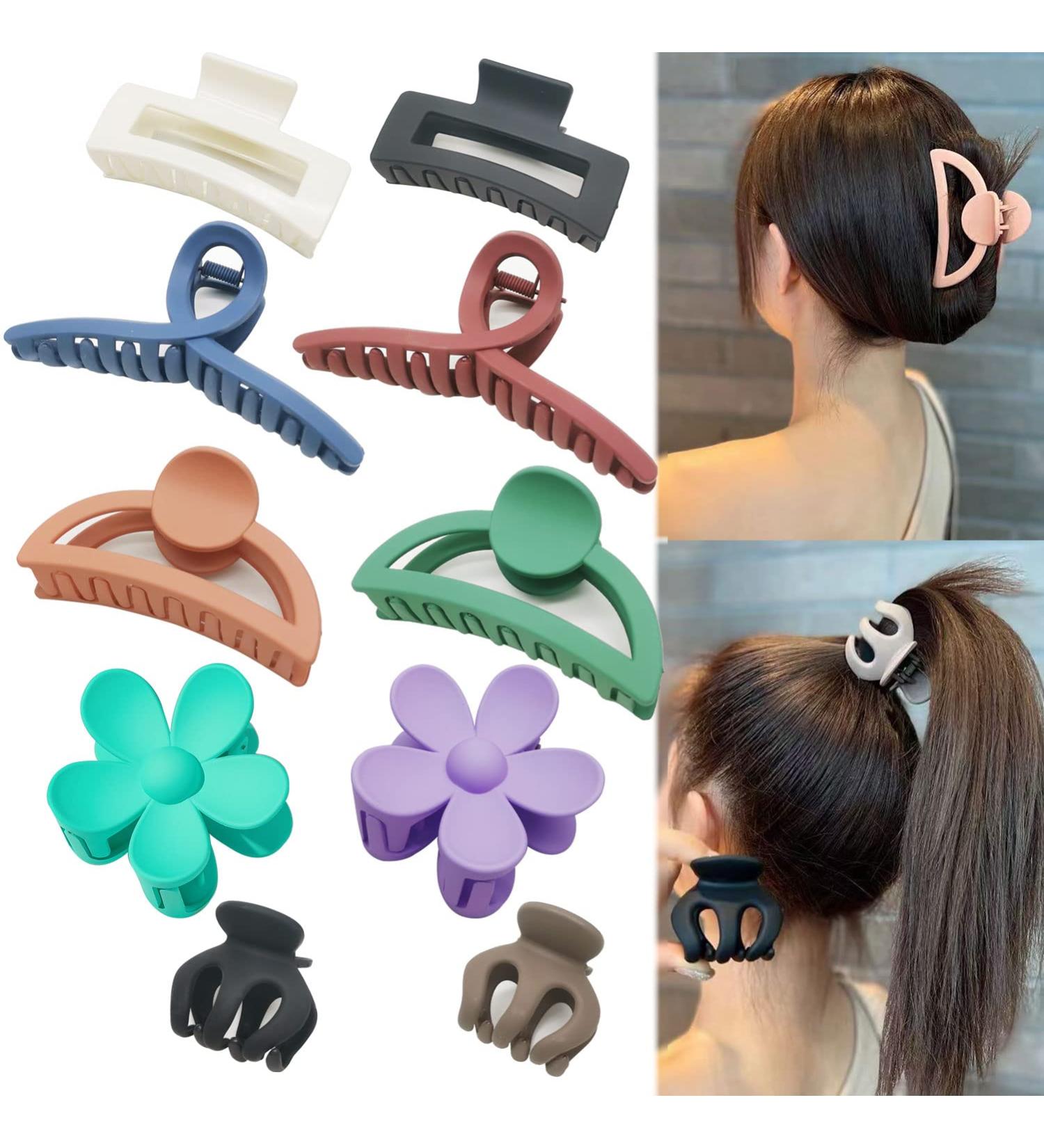 Jasni 10pcs Multicolor Combined Matte Nonslip Big Hair Claw Clips shark Catch clip Women Fashion Hair Styling Accessories Flower Hair Clips - Buy Online on GoSupps.com