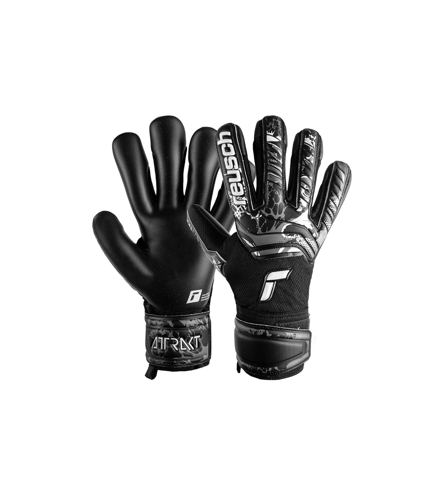 Reusch Attrakt Infinity Goalkeeper Gloves - Unisex Adult Black Size 9 | Superior Grip & Inner Seam Design - Buy Online on GoSupps.com