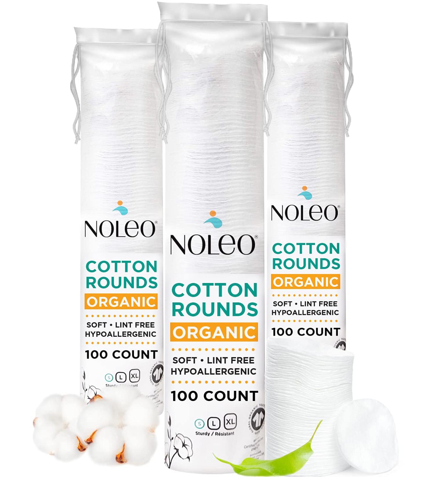 Organic Cotton Rounds 300 Count - Ideal for Makeup Removal, Eye Makeup, and Baby Care - Noleo - Buy Online on GoSupps.com