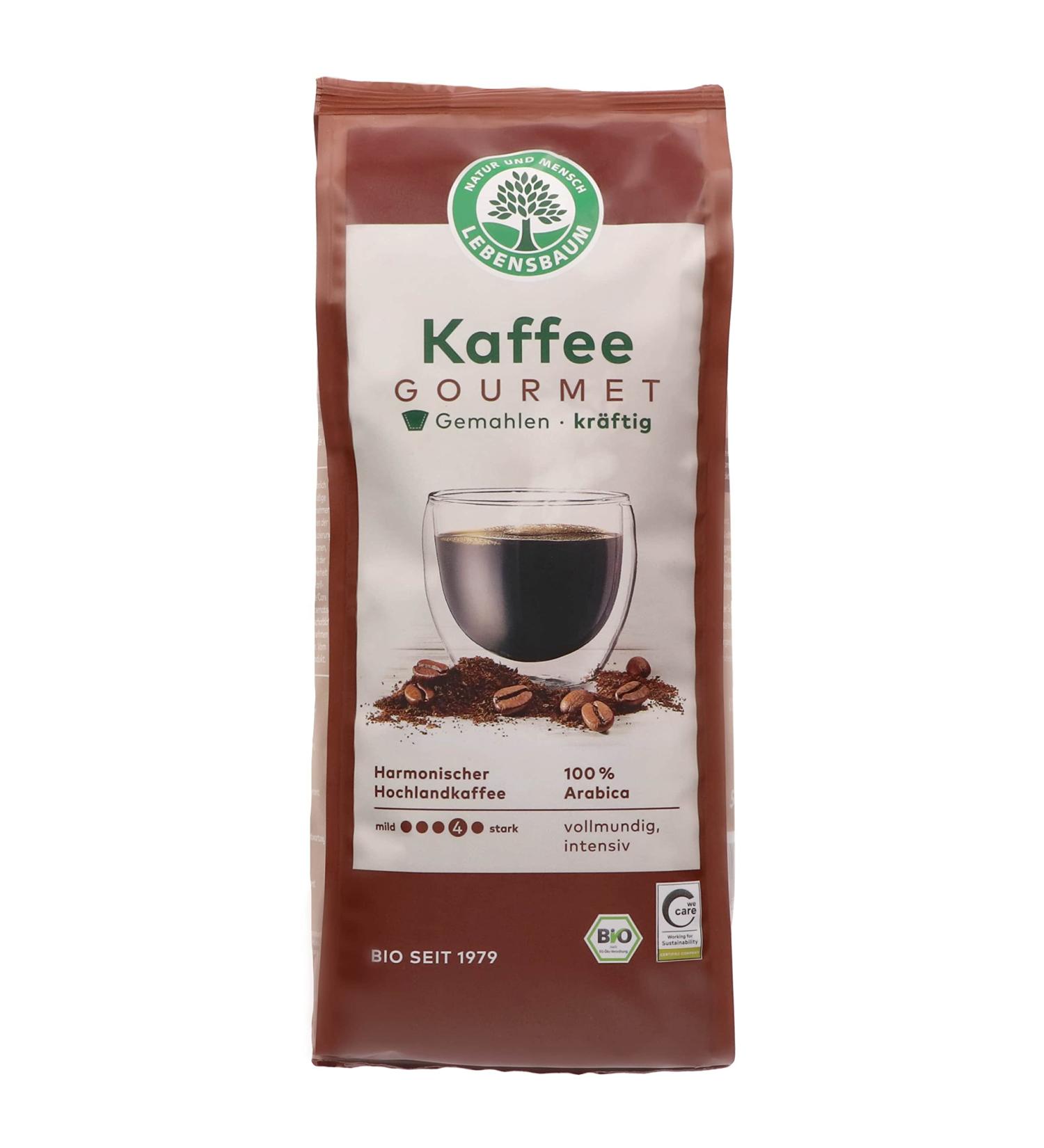Life tree coffee gourmet organic coffee made of 100% Arabica beans harmonious highland coffee full-bodied intensive ground 500 g of coffee gourmet strongly ground 500 g (1 Pack)