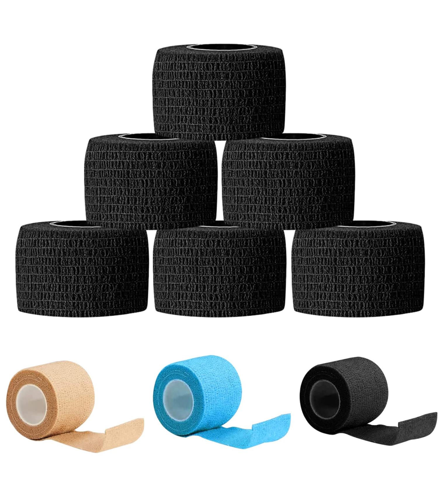 GNCLOUD 6pcs Black Cohesive Bandages 2.5cm x 4.5m - Elastic Sports Tape for Ankle Support and First Aid - Buy Online on GoSupps.com