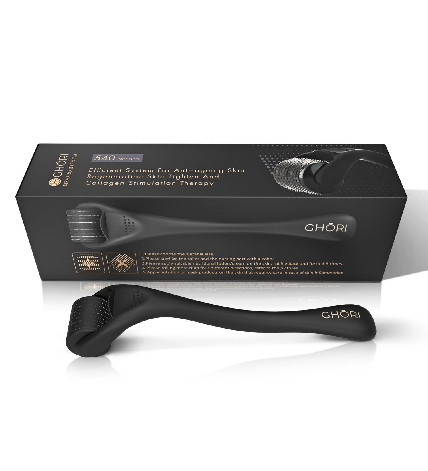 Derma Roller 1 MM | With 540 Titanium Microneedles | Premium Microneedle for Men & Women | Scalp Face & Body Roller | Hair Regrowth Treatment | Safe & Effective to Use - Buy Online on GoSupps.com