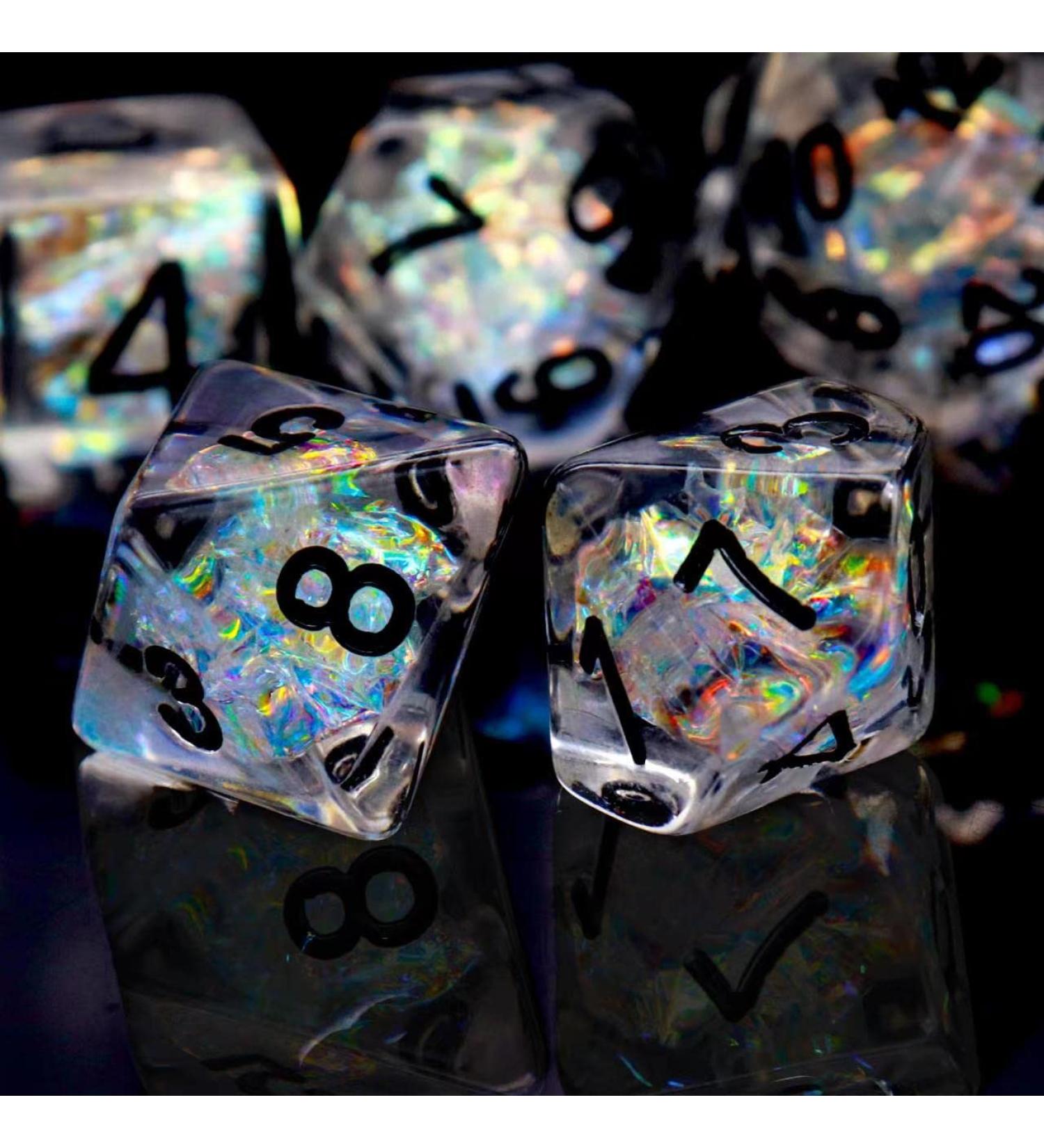 PJOY Clear Rainbow DND Dice Set - 7PCS Iridescent Resin Polyhedral RPG Game Dungeons and Dragons Gifts - Buy Online on GoSupps.com