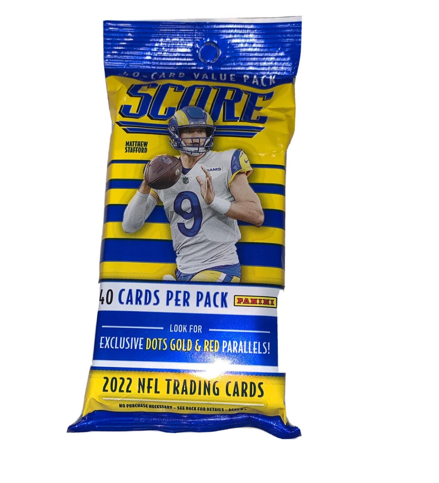 2022 Score Football Trading Cards Cello Value Fat Pack (40 Cards)