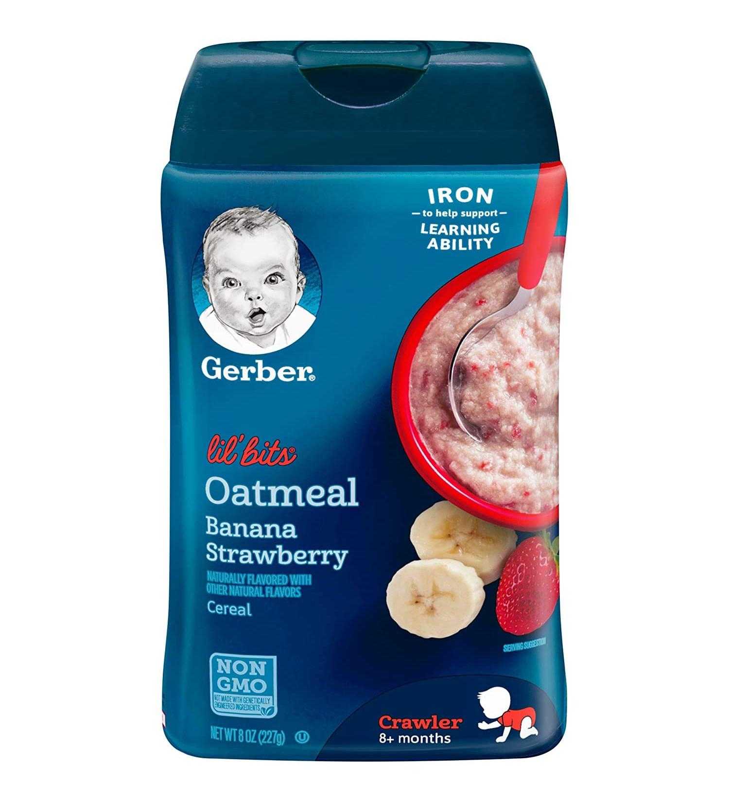 Gerber Lil' Bits Baby Cereal Oatmeal Banana Strawberry 8 oz (Pack of 2) - Buy Online on GoSupps.com