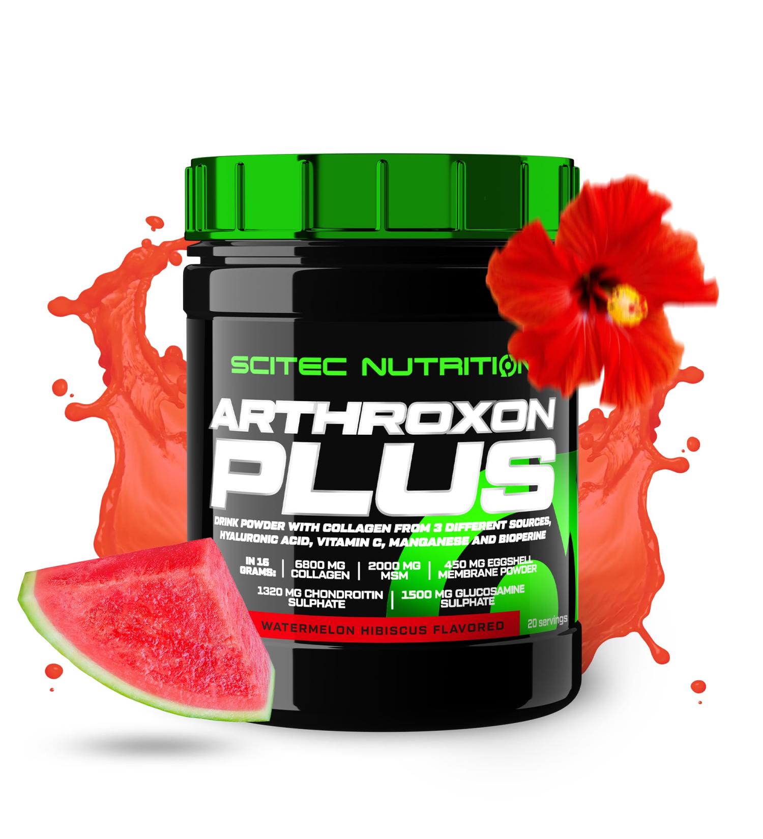 Scitec Nutrition Arthroxon Plus Flavored Drink Powder with Hydrolyzed Collagen UCII Cartilage Powder Glucosamine Sulfate MSM 320 g Watermelon Hibiscus