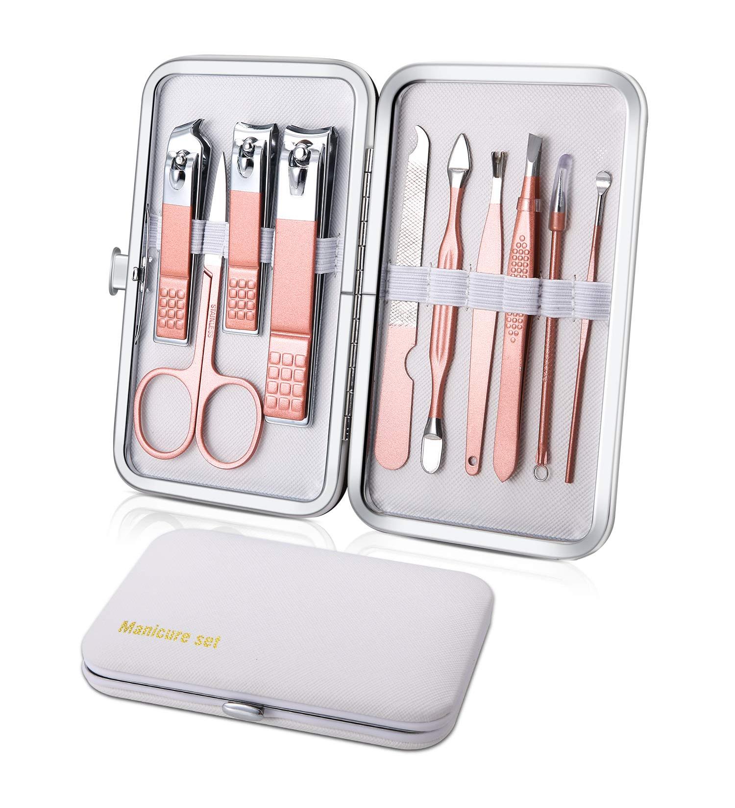 Professional 10pcs Manicure Set: Stainless Steel Nail Clippers Kit for Travel (White) - Buy Online on GoSupps.com
